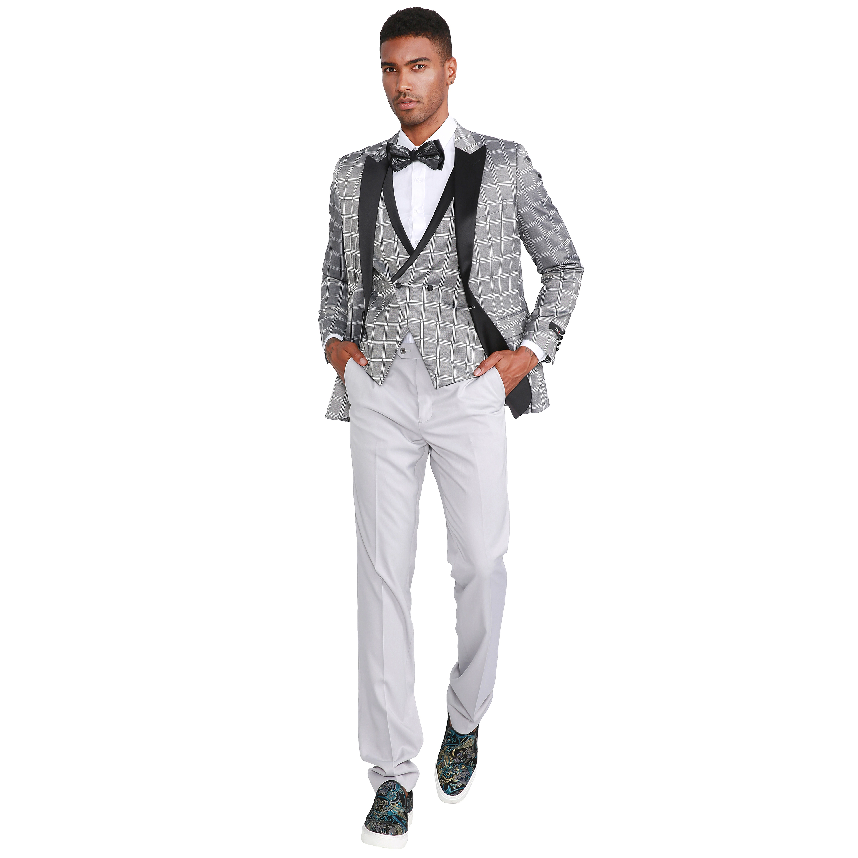 Tazzio Mens Skinny Fit 3pc. Fashion Tuxedo Set