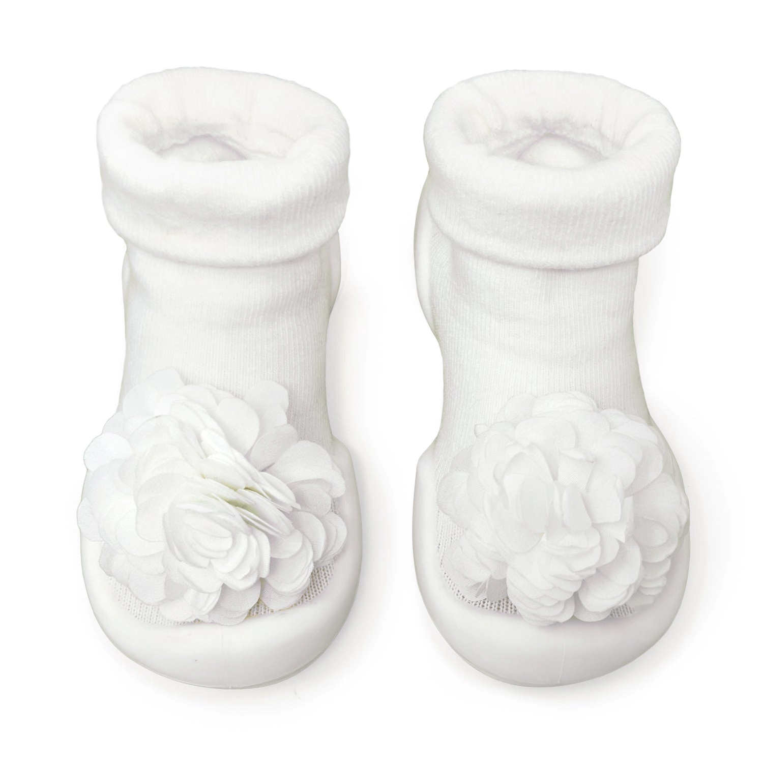 Komuello Baby Girl First Walk Sock Shoes Corsage - Snow