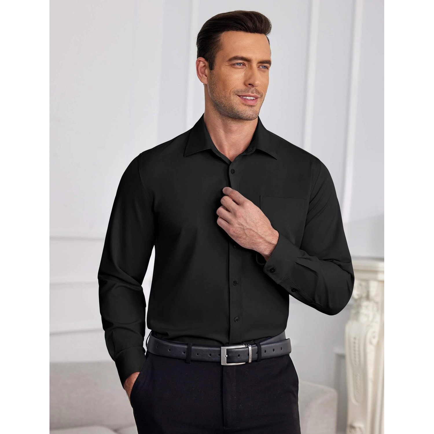 COOFANDY Mens Striped Short Sleeve Shirt Casual Button Down Lapel Collar  Tops