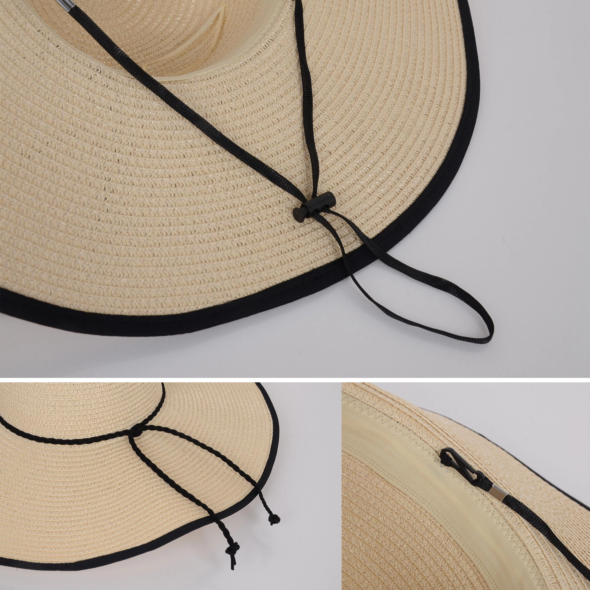 Anna-Kaci Women's Wide Brim Straw Sun Hat with Braided Cord Detail Lightweight Packable Design for Outdoor Protection