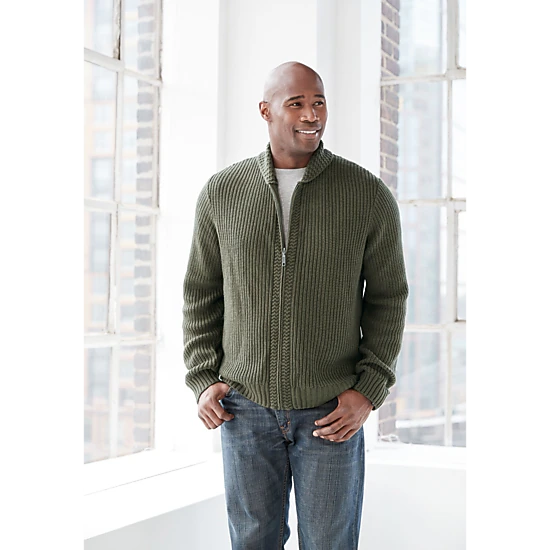KingSize Men's Big & Tall Shaker Knit Zip-Front Cardigan