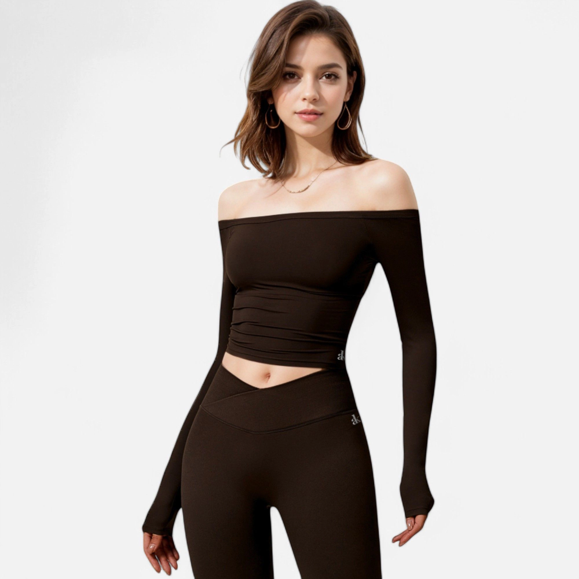 Anna-Kaci Women's One Shoulder Long Sleeve Crop Top with Thumb Holes for Casual Look