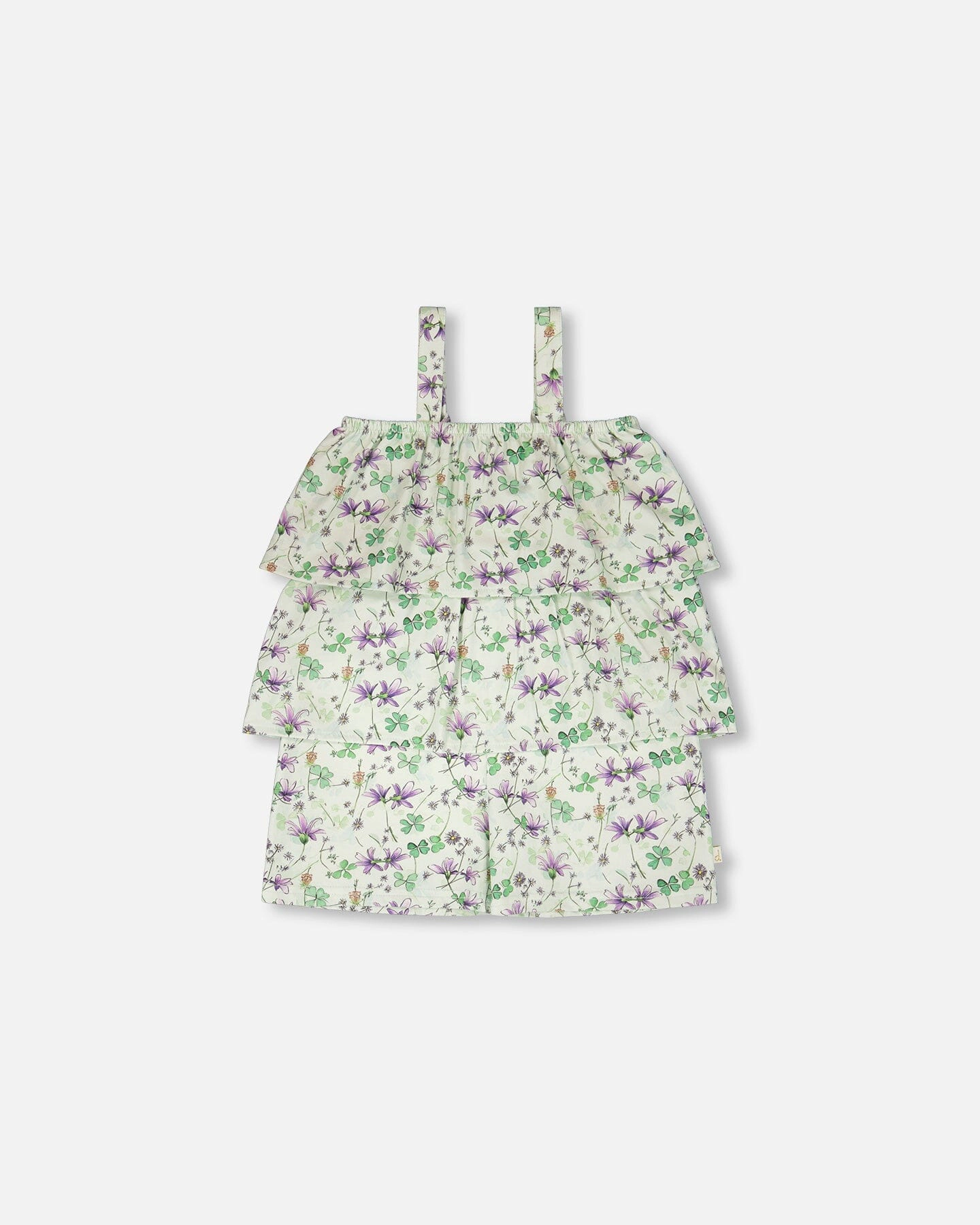 Deux par Girls Jersey Romper with Tiers Printed Flowers