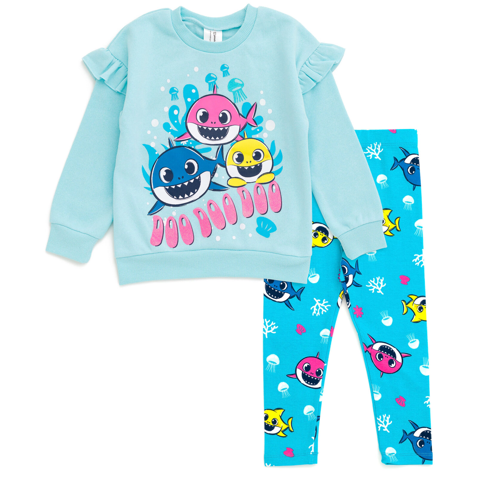 Pinkfong Baby Shark Girls' 2-Piece Fleece Sweatshirt and Leggings Set