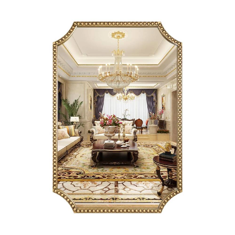 Novsight Trading Unisex Full Scalloped Rectangle Mirror Metal Frame