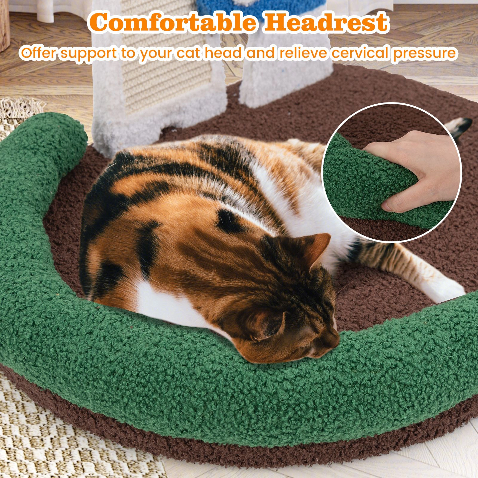 SlickBlue Mushroom Cat Bed with Scratching Board and Toy Ball