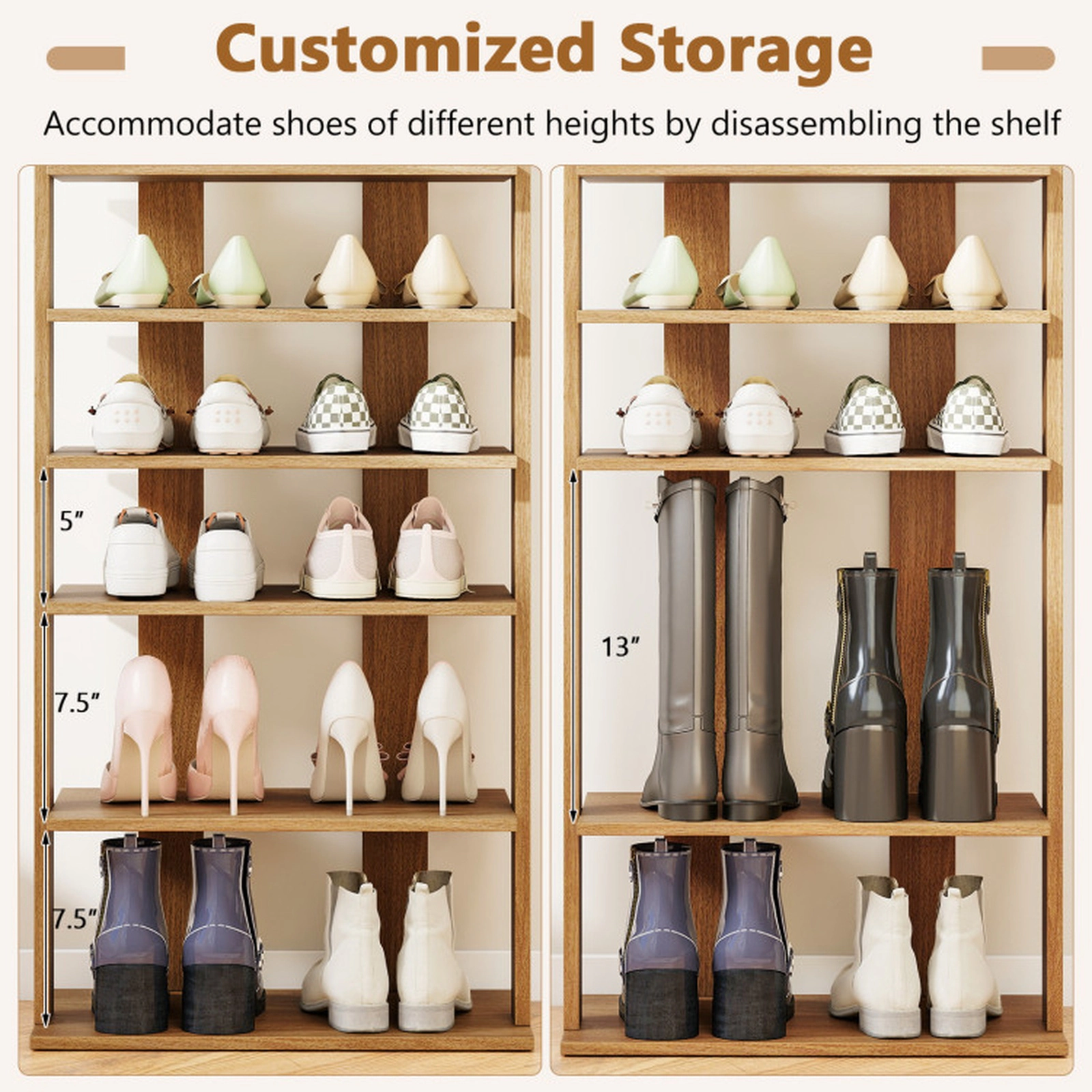 SUGIFT Narrow Freestanding for Front Door 7-Tier Vertical Shoe Rack Organizer