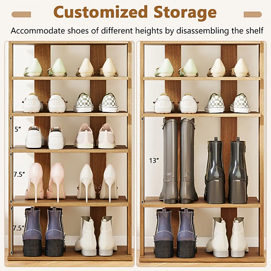SUGIFT 7-Tier White Narrow Vertical Shoe Rack Organizer with Removable Shelves 18.5-in W 43.5-in H 44-lb Top