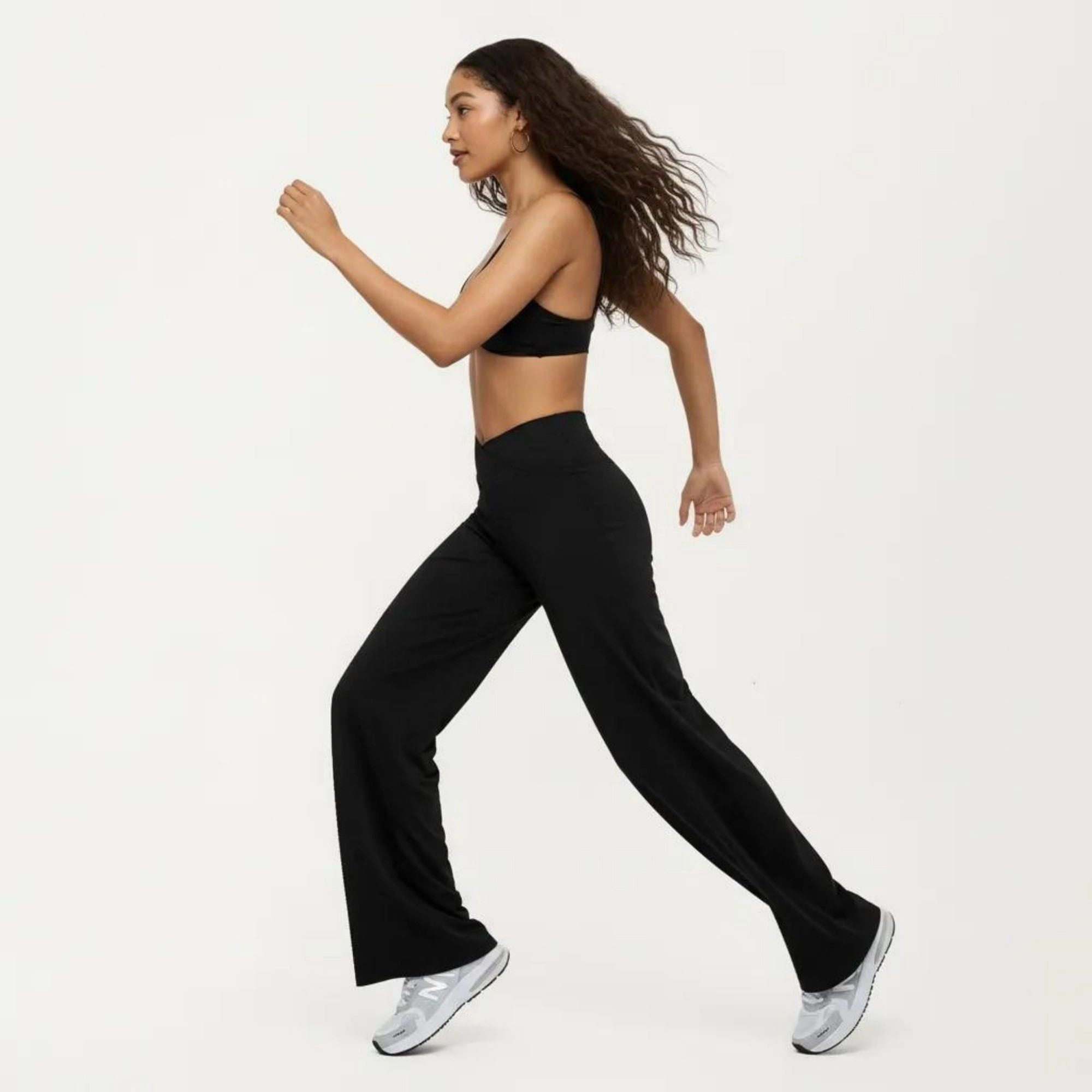 Anna-Kaci Women's High-Waist Crossover Wide-Leg Yoga Pants Stretch Athletic Lounge Workout