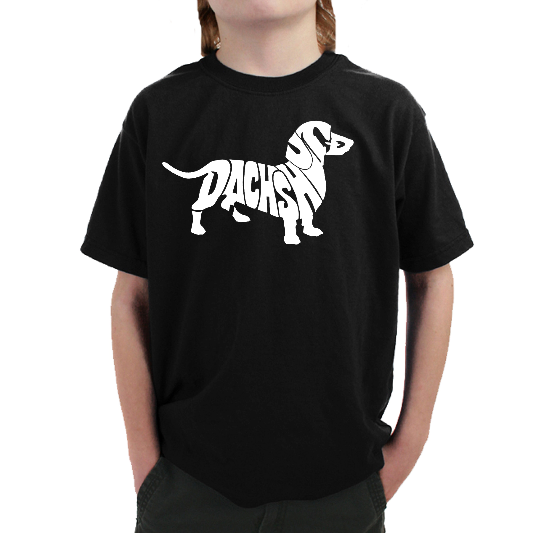 LA Pop Art Boy's Word T-Shirt - Dachshund