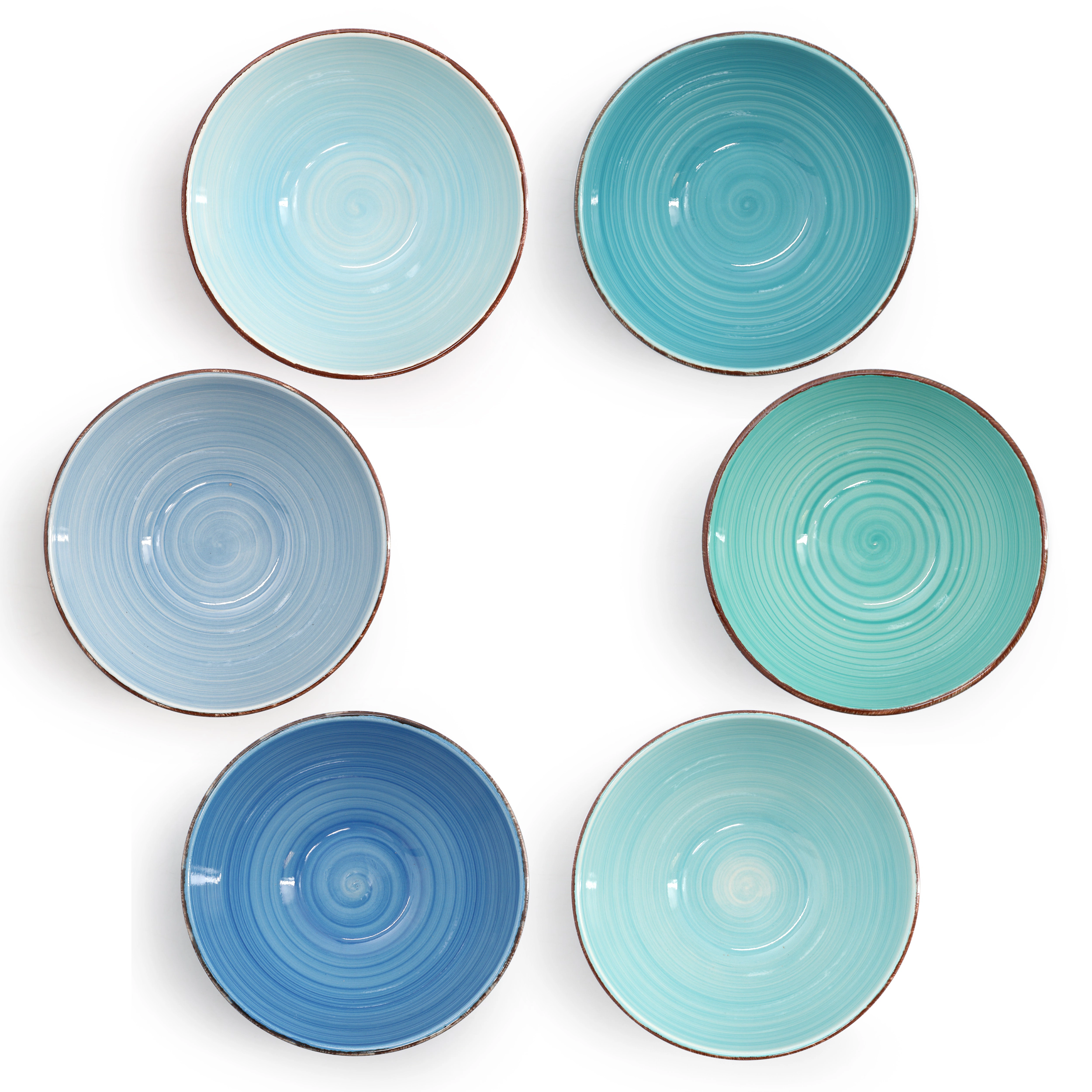 Elama Blue Ridge 6.25 Inch 6 Piece Round Stoneware Assorted Bowl Set
