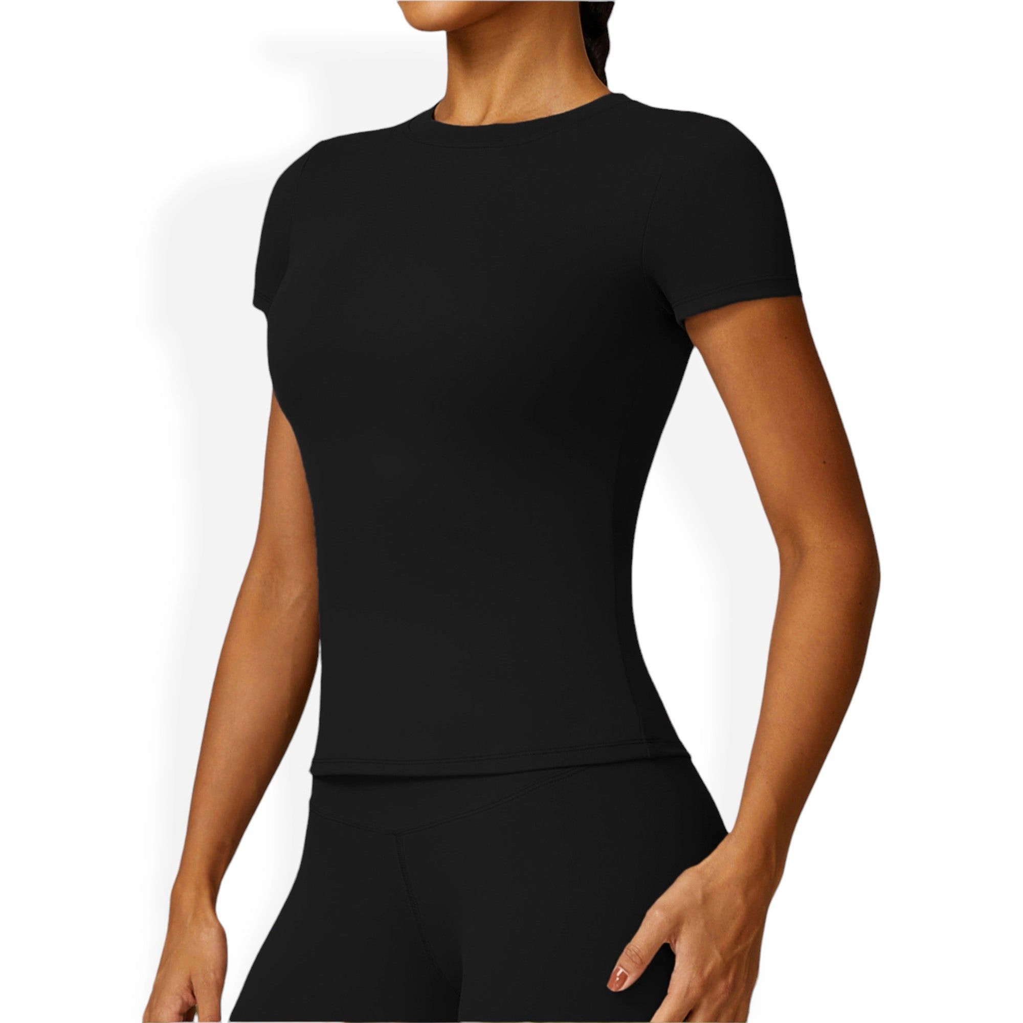 Anna-Kaci Women's Crew Neck Top Shirts with Seamless Fit and Stretch Fabric