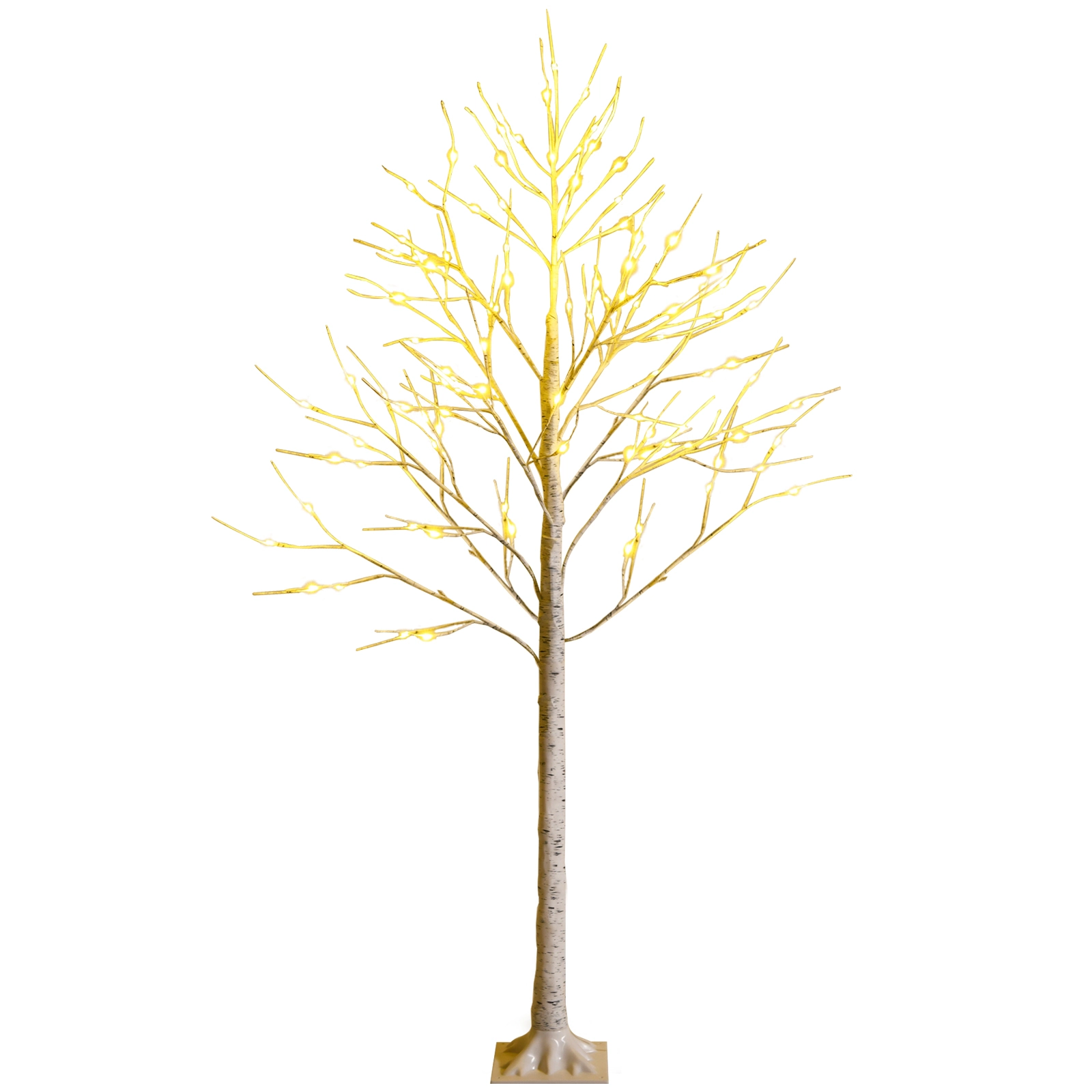 LJG Pre-lit White Twig Birch Tree for Christmas Holiday with LED Lights