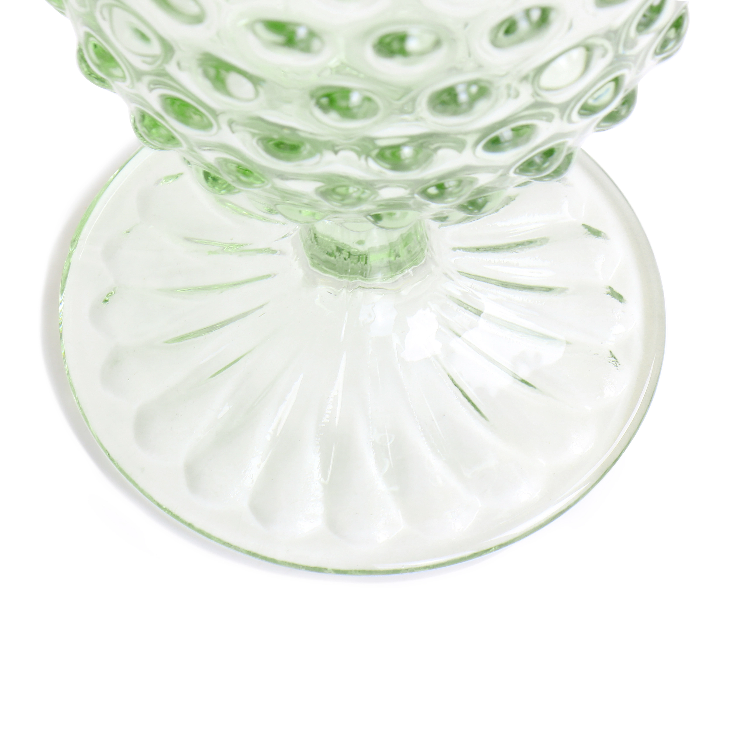 Martha Stewart 6 Piece 14.2 Ounce Clear Glass Hobnail Goblet Drinkware Set Pink