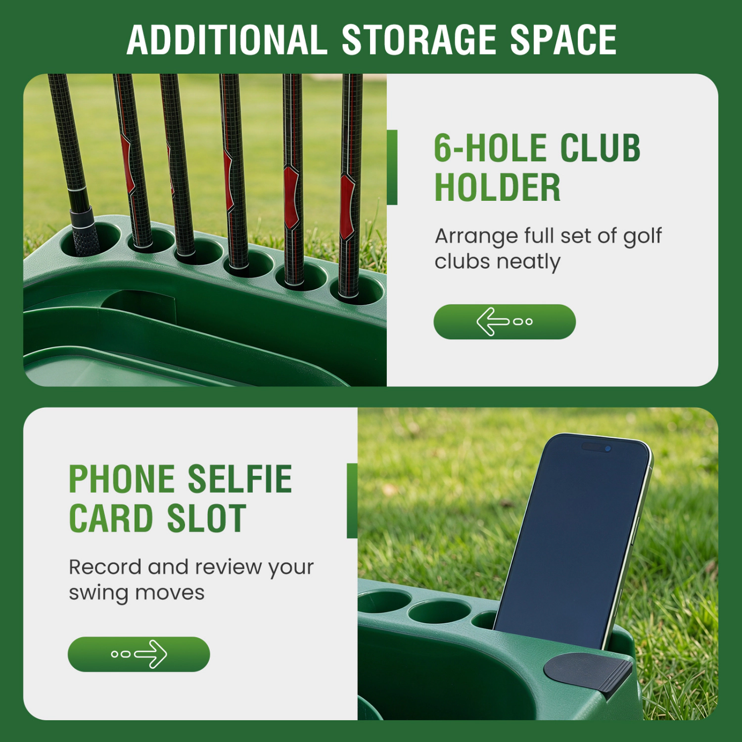 LJG Golf Ball Dispenser 6-Club Holder & 50-Ball Capacity for Beginner Advanced Golfer