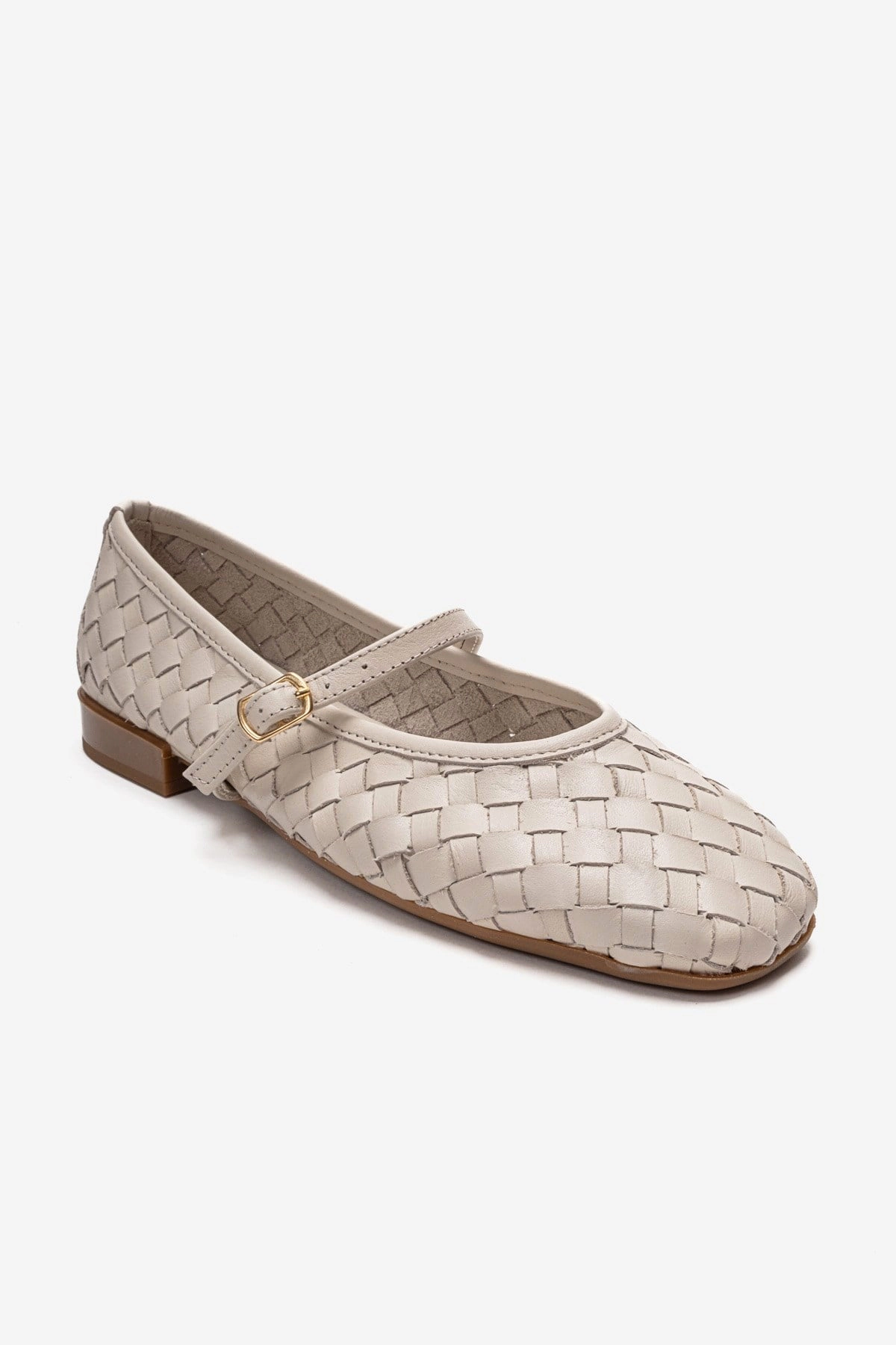 Forever & Always Womens Yevora Leather Woven Strap Ballet Flat