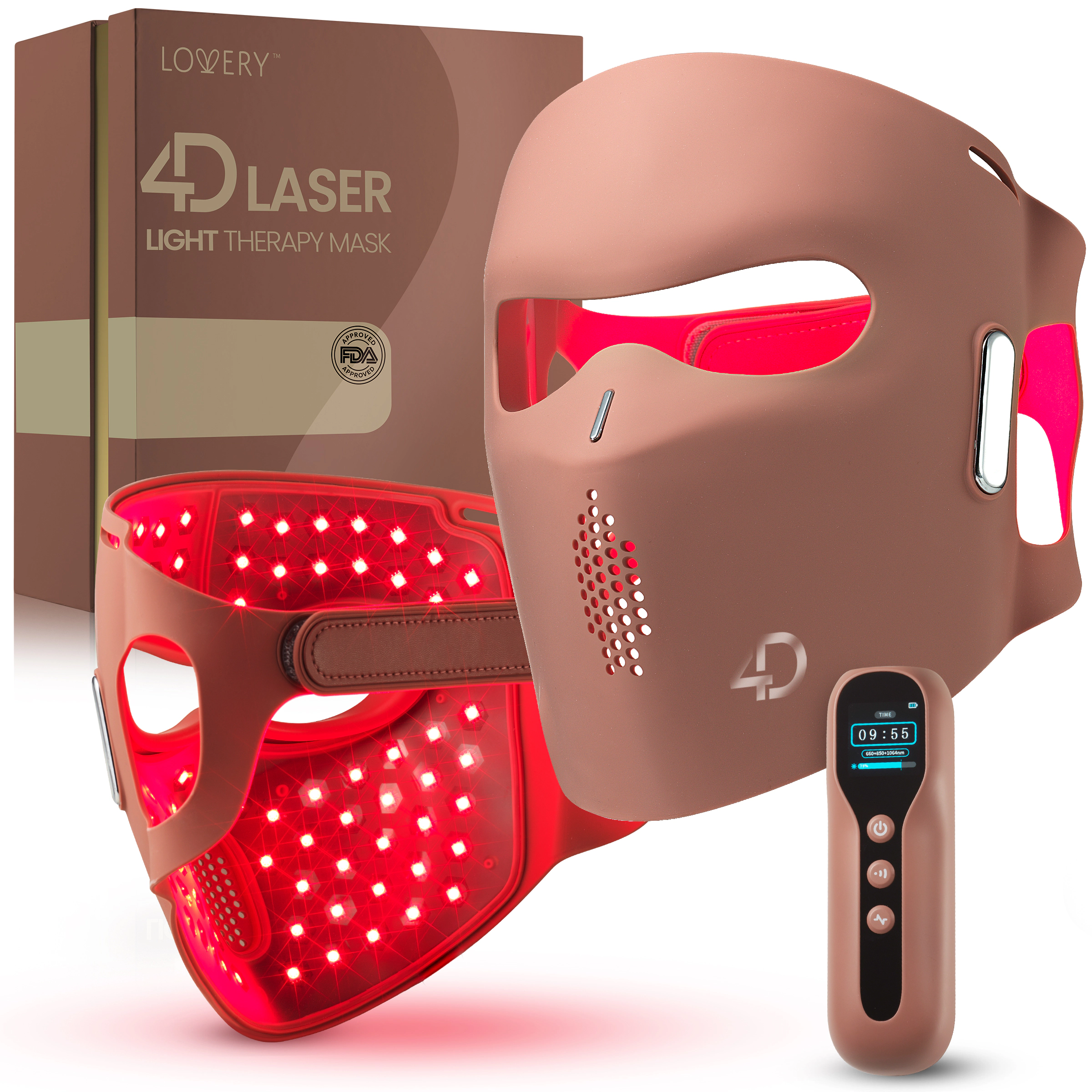 Lovery 4D Laser Light Therapy Face Mask - 8 x More powerful than LED - Professional At-Home Skin Rejuvenation