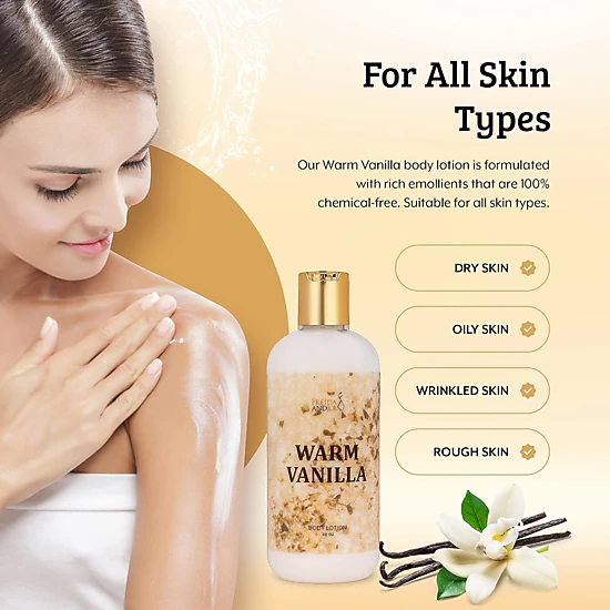 Freida and Joe Womens Warm Vanilla Fragrance Deep Moisturizing Body Lotion in 10oz Bottle