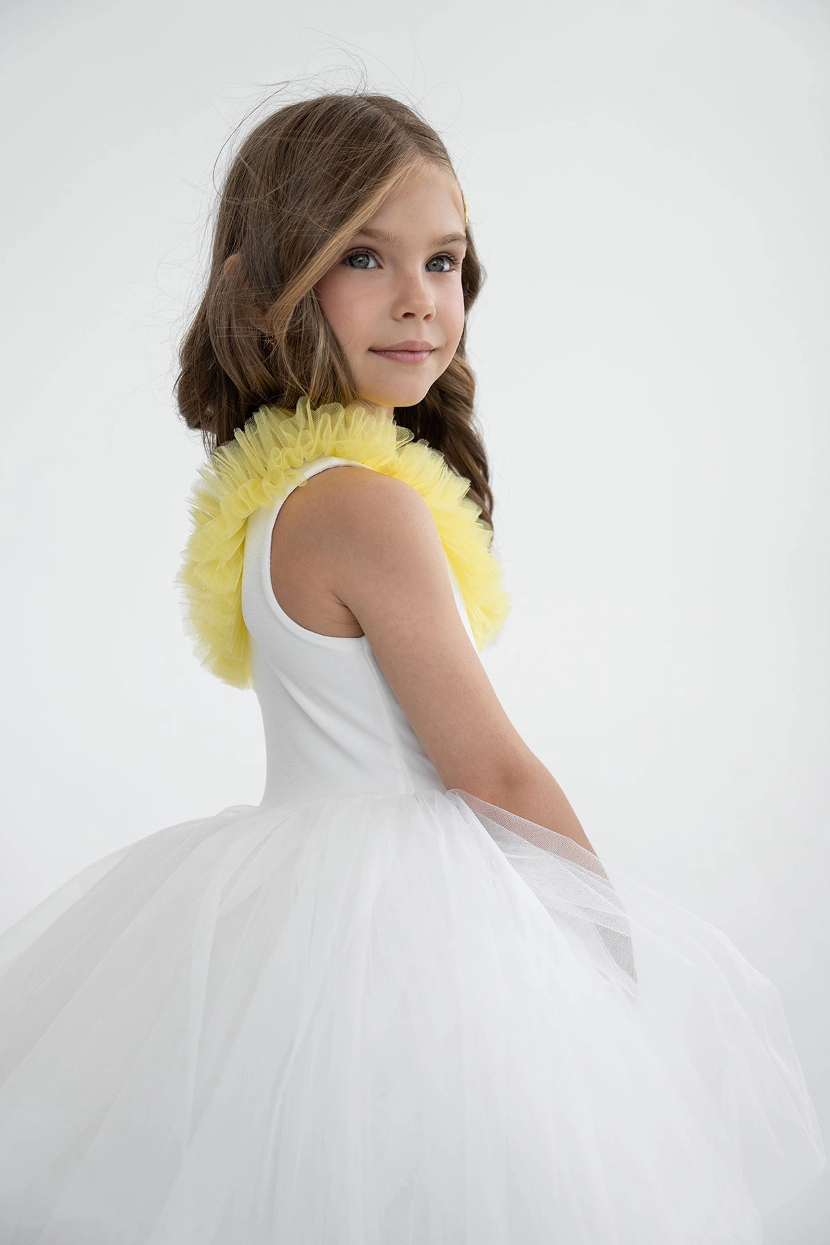Mini Celebrities Girls One Shoulder Yellow Ruffle Tutu Dress