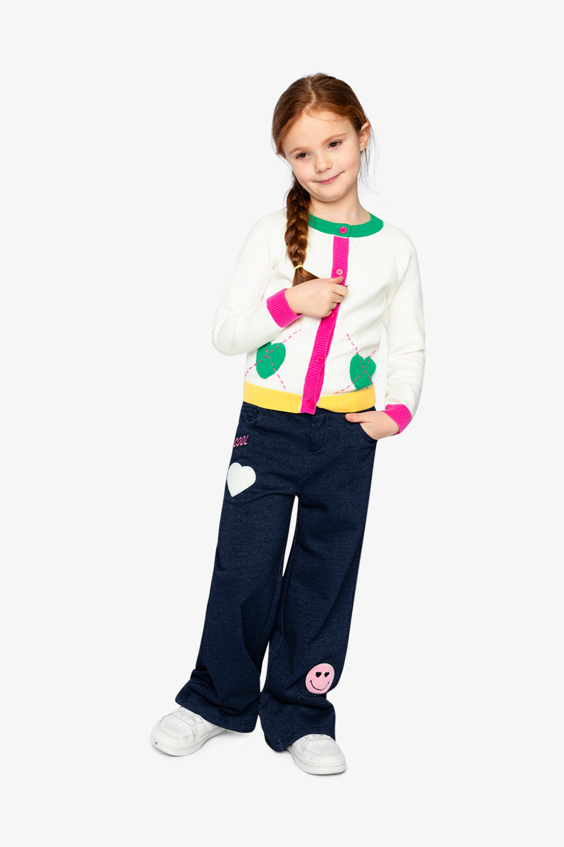 Deux par Girls Floral Pointelle Knitted Cardigan