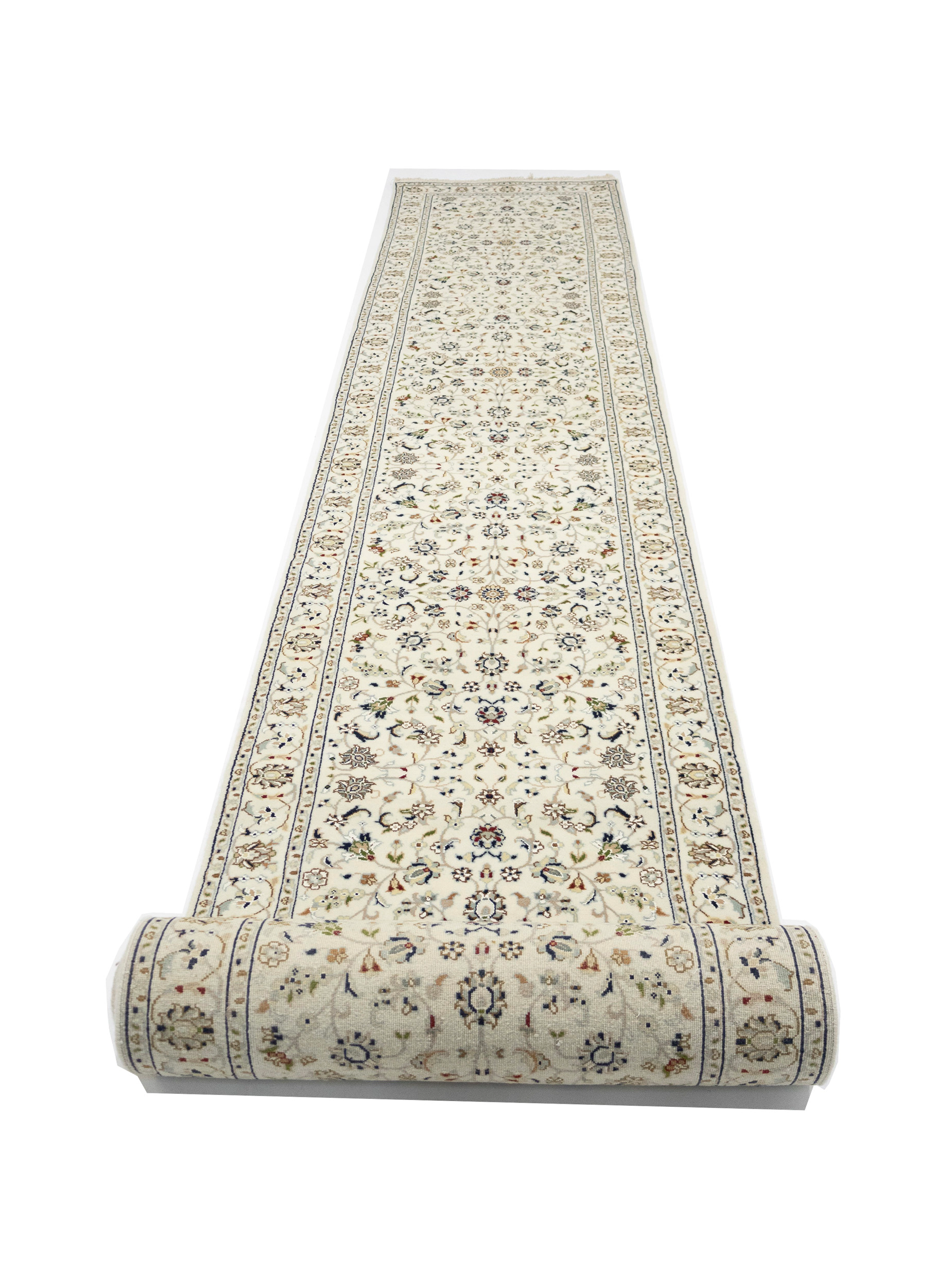 Magic Rugs Cream Floral 2'9X20'6 Indo-Nain Oriental Runner Rug