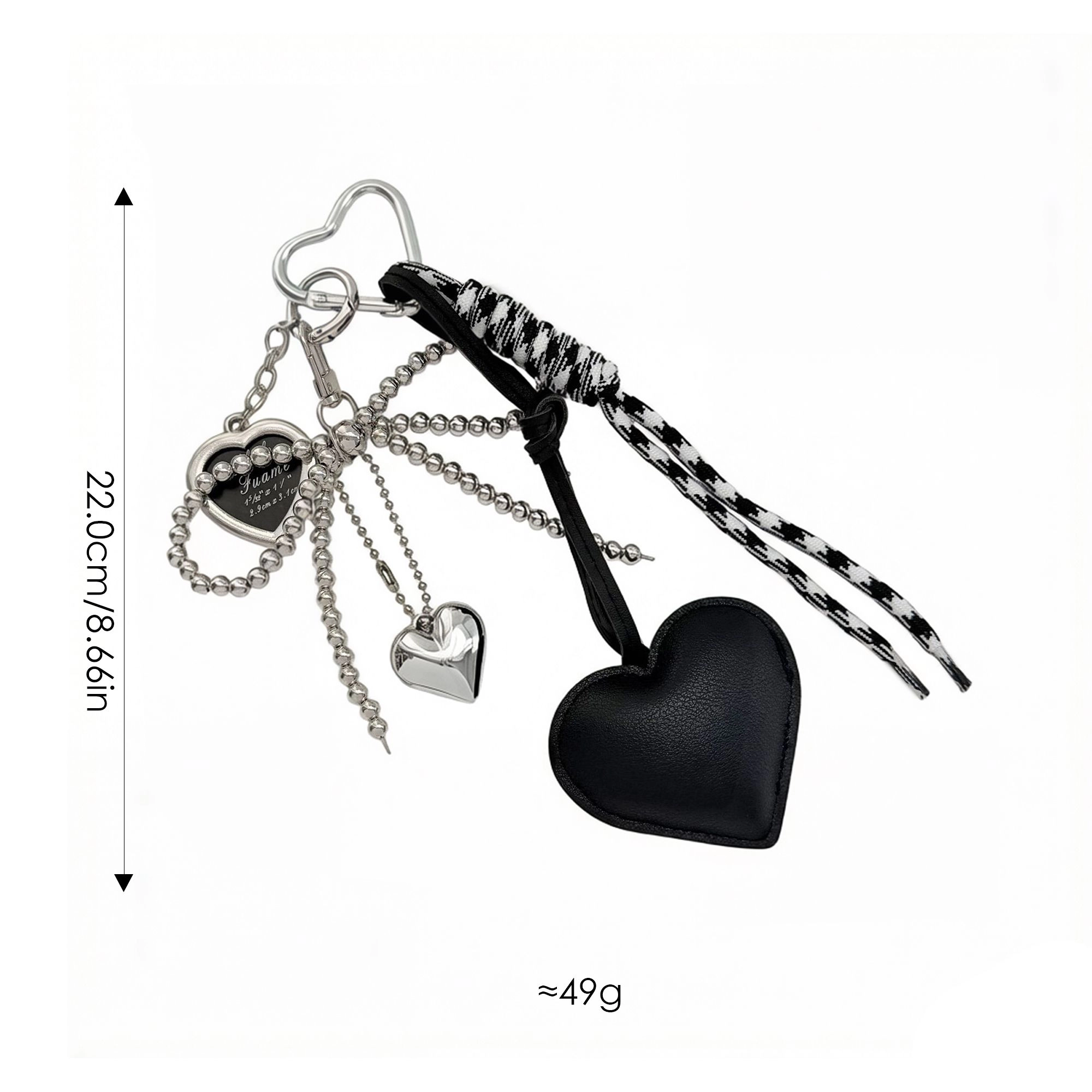 Alilang Women's Heart Bag Charm Keychain with Beaded Bow Accent Clip and Faux Leather Pendant, Red
