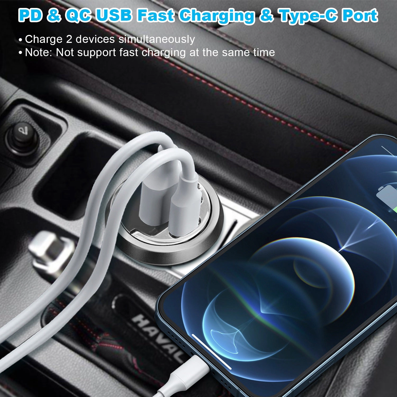 GBruno 2-Pack 100W Dual-Port USB-C Car Charger