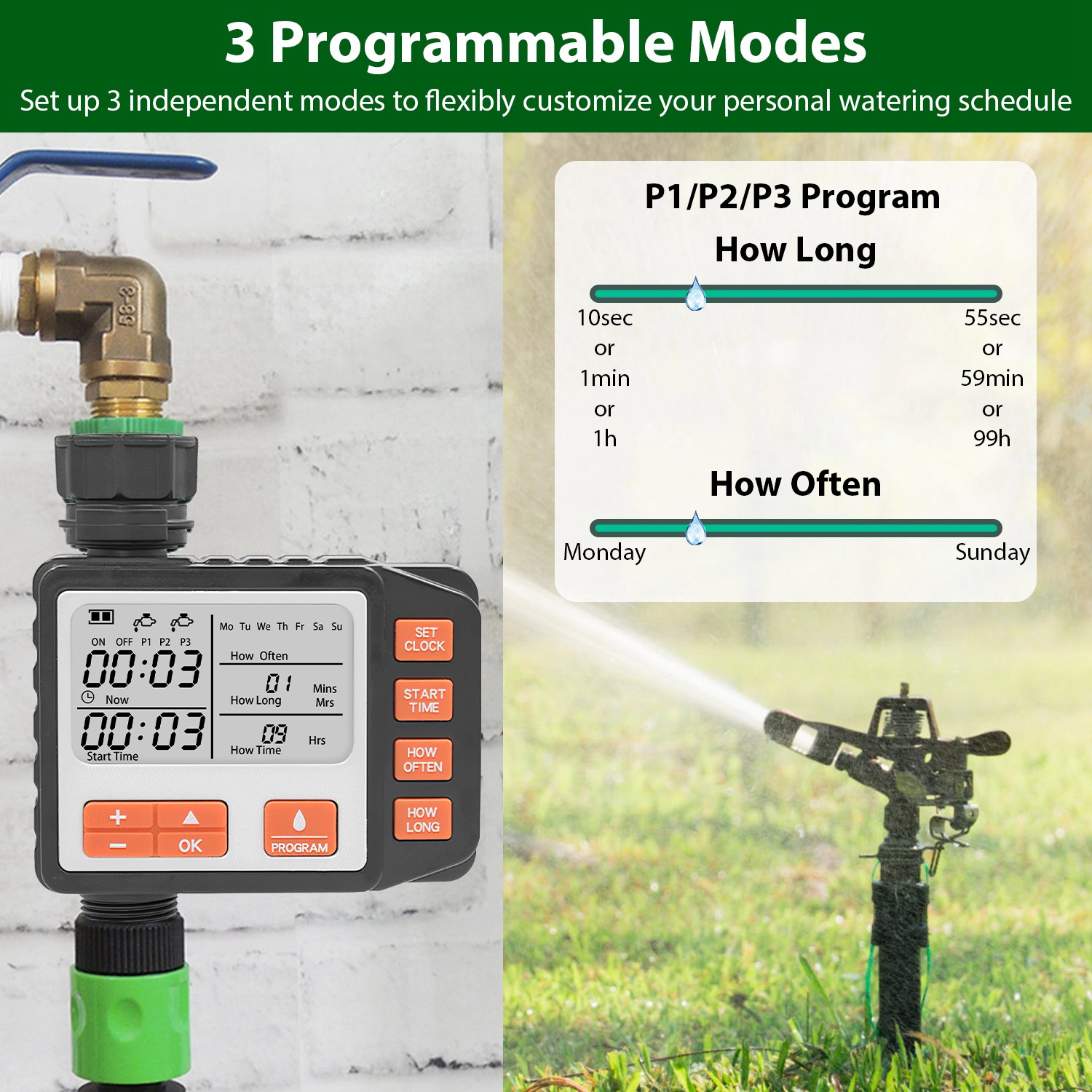 GBruno Programmable Waterproof Sprinkler Timer