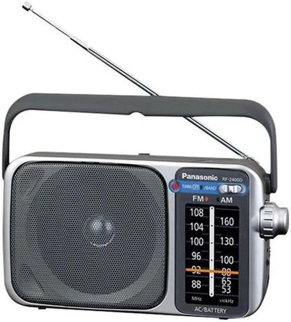 Panasonic RF-2400D / RF-2400 Portable FM/AM Radio with AFC Tuner + 4 X Panasonic AA Batteries + AOM Starter Bundle