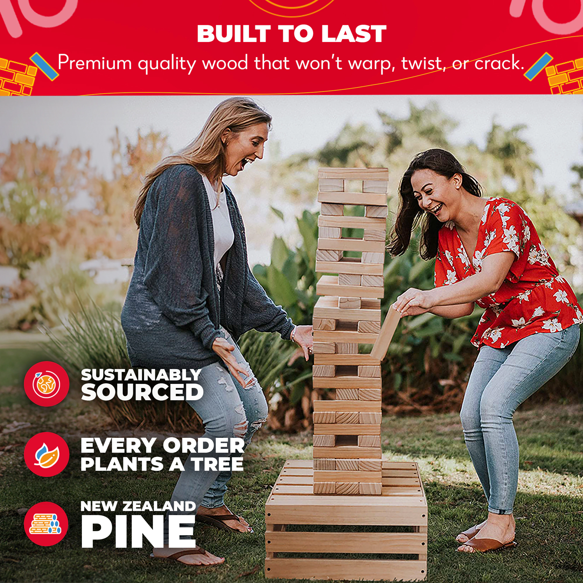 Swooc Games | Premium Giant Tower Game with Storage Crate