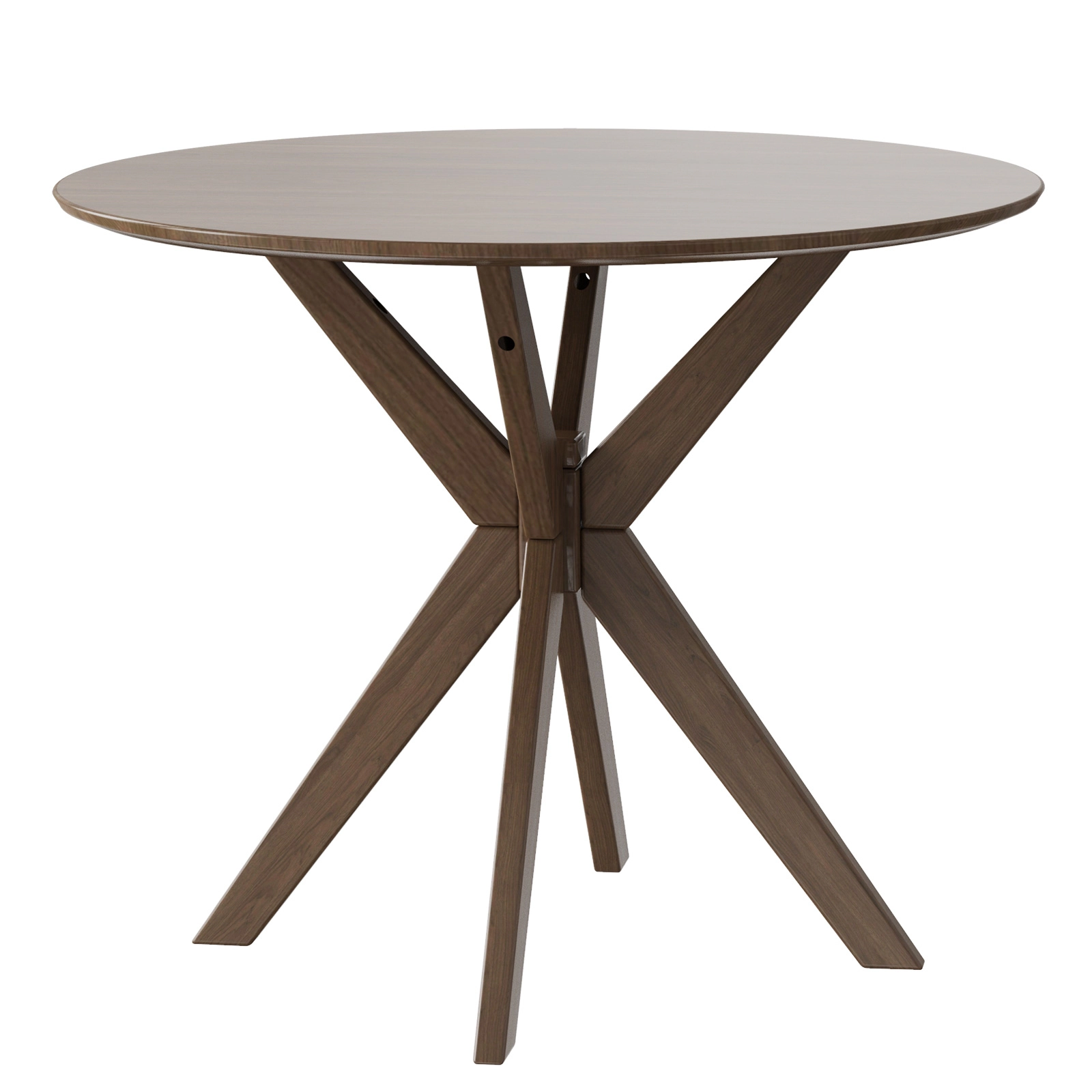 LJG 36 Inch Round Wood Dining Table with Intersecting Pedestal Base