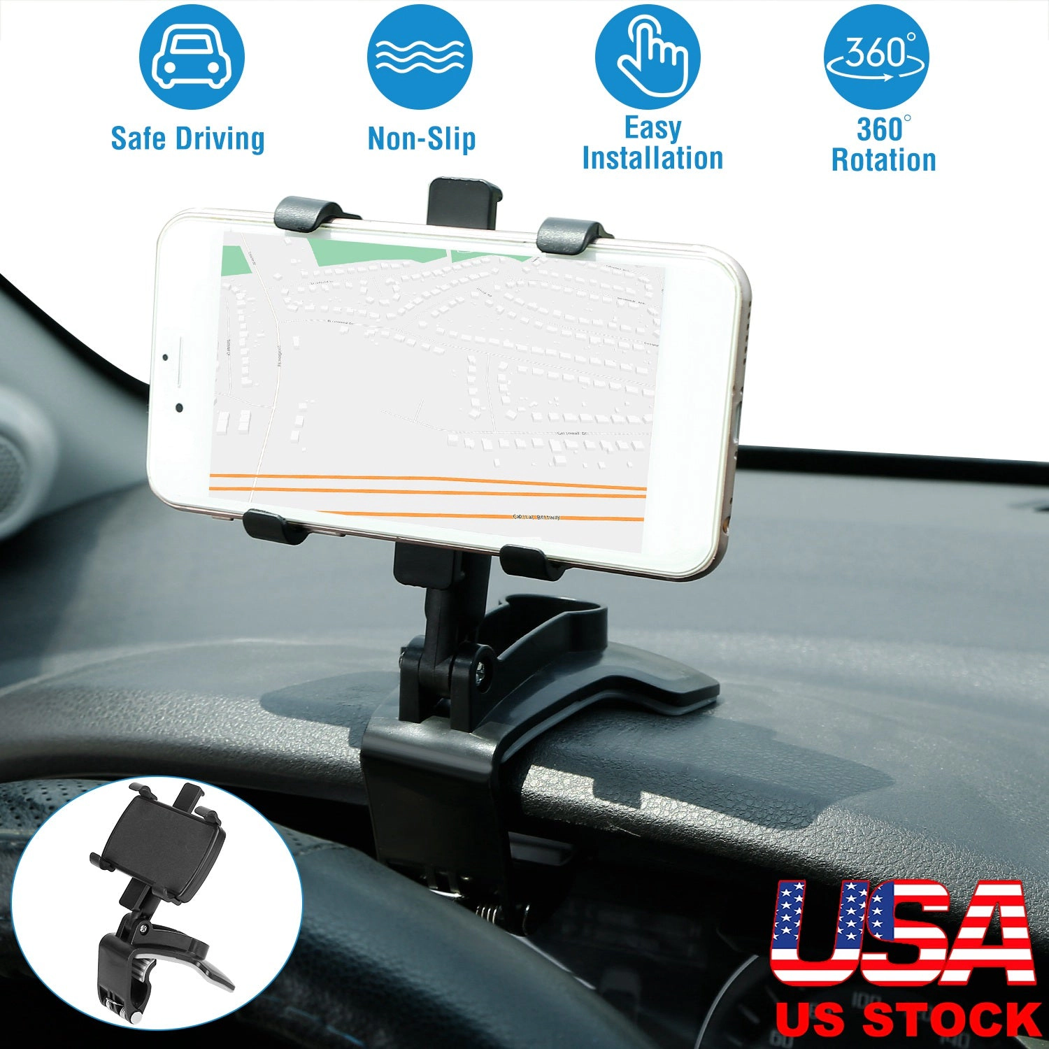 GBruno 360° Rotating Dashboard Phone Holder
