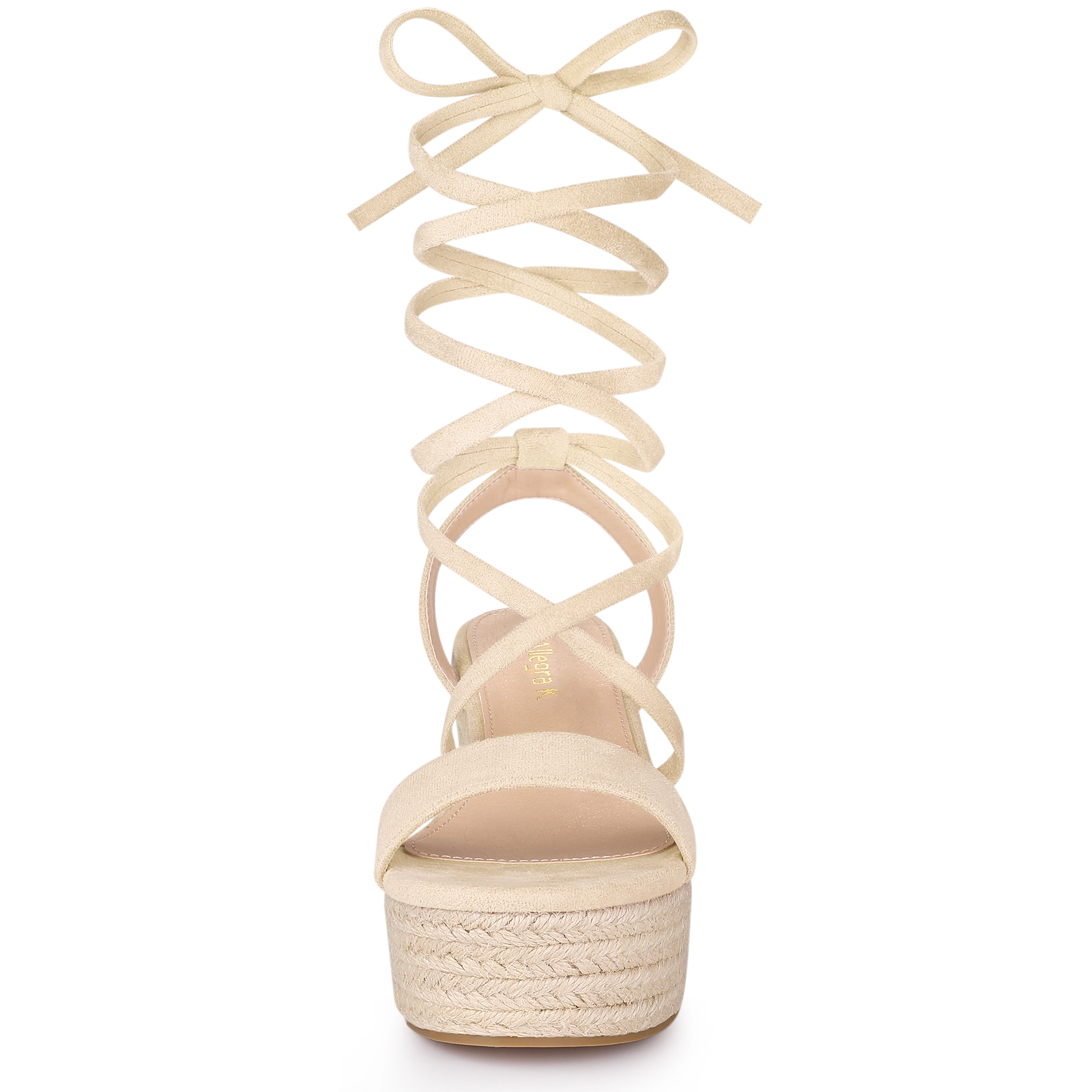 BLISSFUL STEP Women's Lace Up Wedge Heel Slingback Platform Strappy Sandals