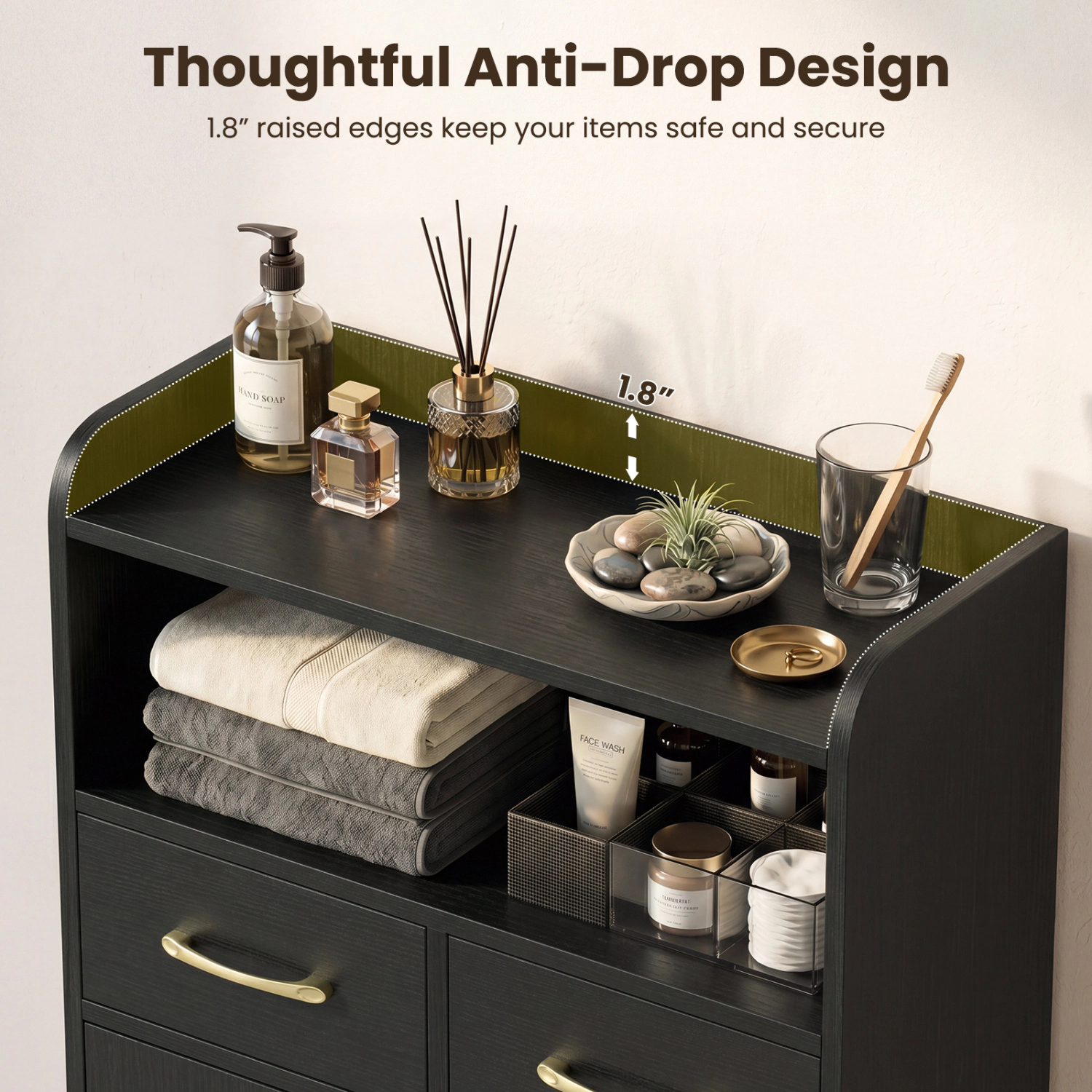 SlickBlue Bathroom Storage Cabinet with Drawers, Doors & Adjustable Shelf
