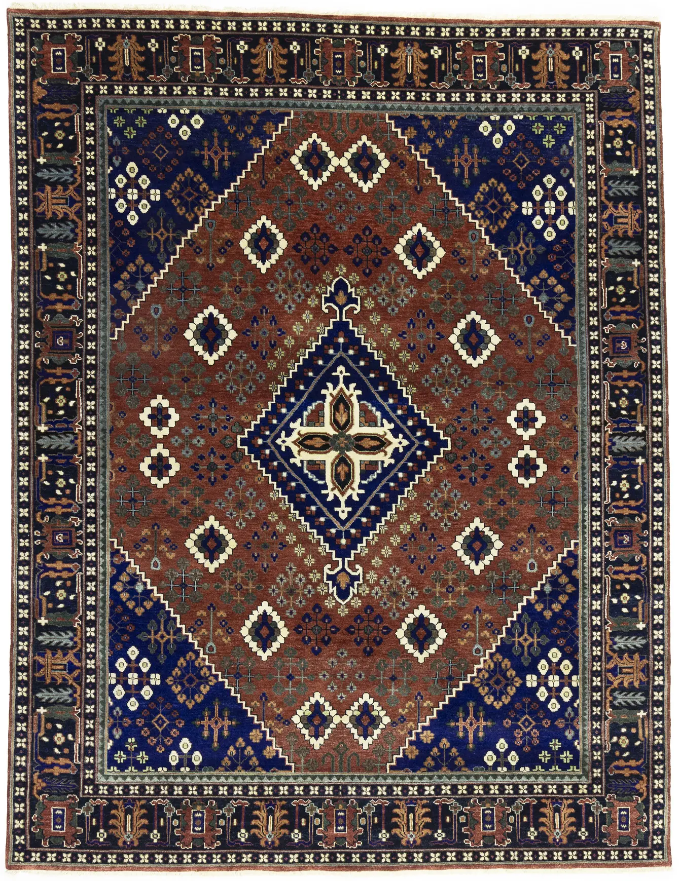 Magic Rugs Rust & Navy Tribal 8X10 Indo-Joshaghan Oriental Rug