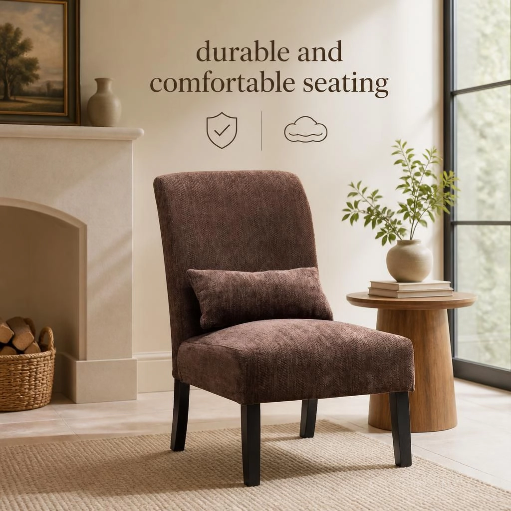 GOODSILO Modern Upholstered Armless Accent Chair for Indoor Seating