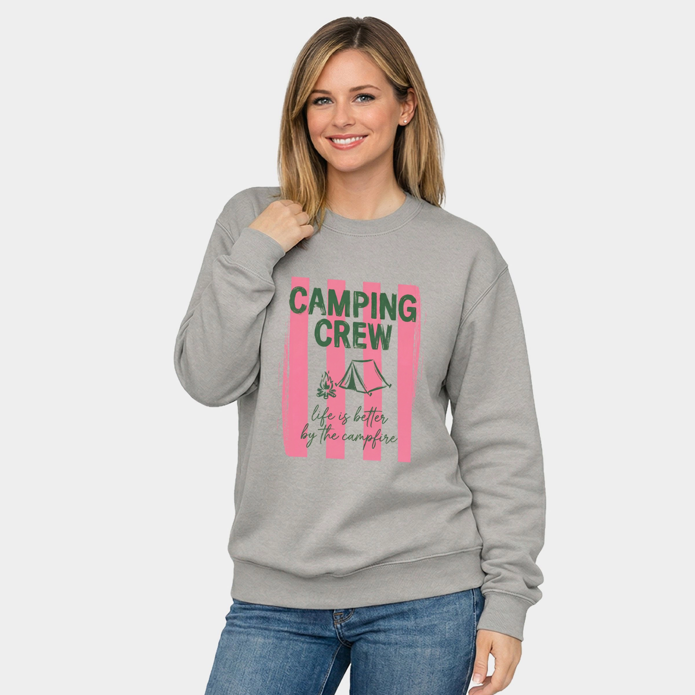 Simply Sage Market - Camping Crew Stripes  Women's Graphic Sweatshirt