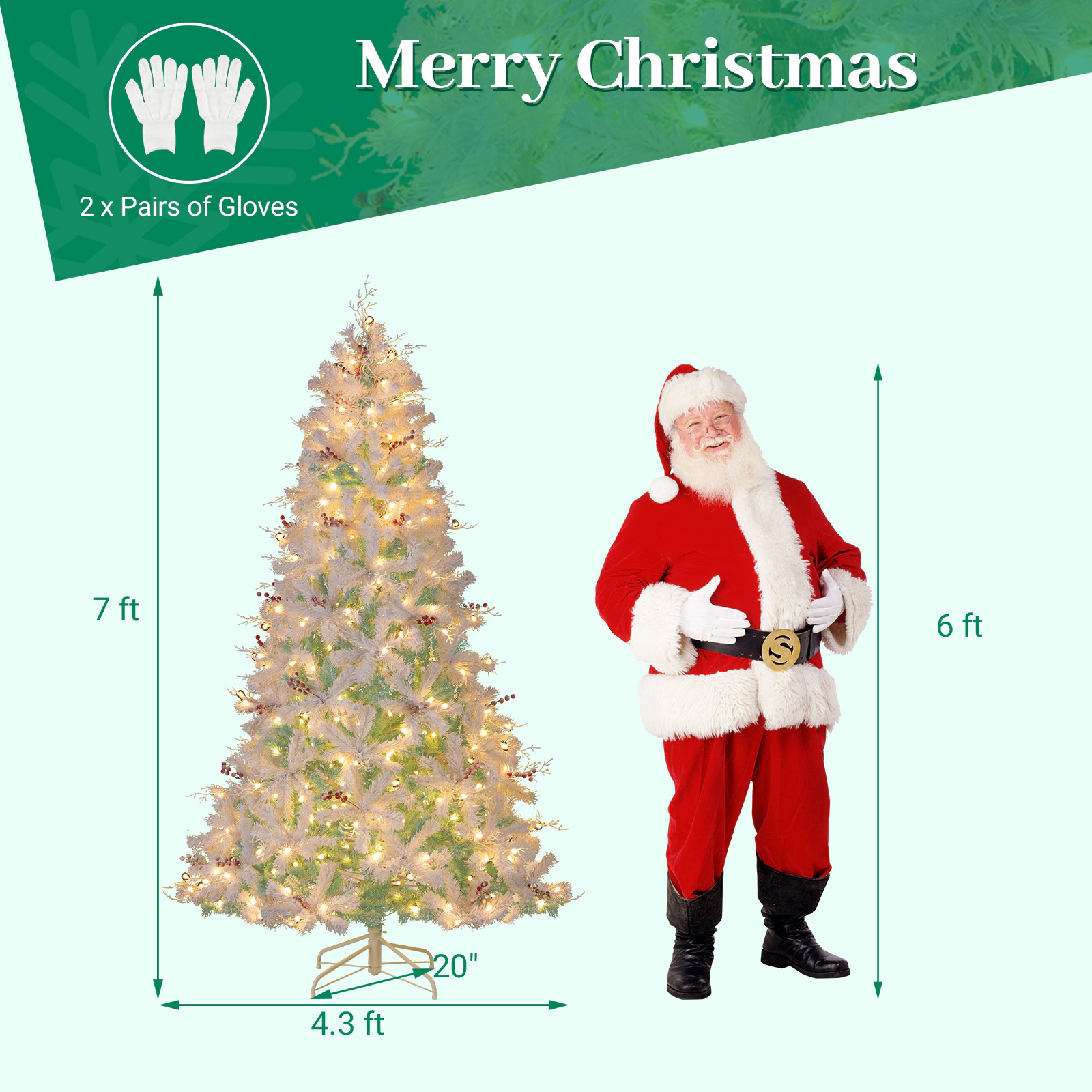 Costway 6/7 FT Pre-lit Artificial Christmas Tree with 599/855 Branch Tips & 250/350 LED Lights