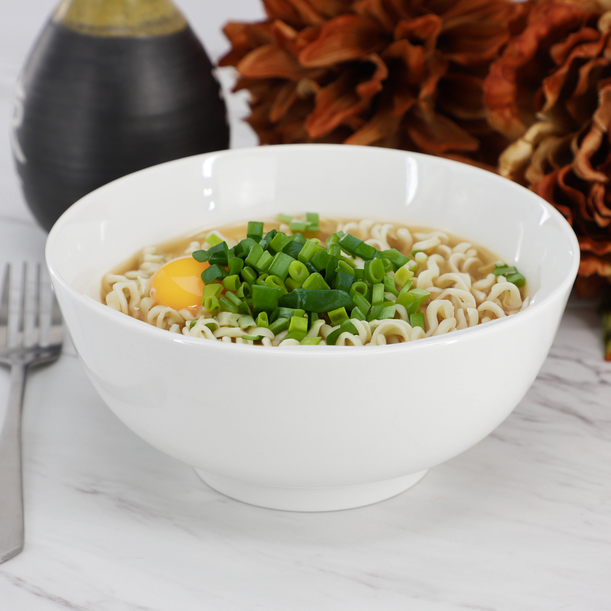 Gibson Home Great Essentials 2 Piece 6.9 Inch Fine Ceramic Noodle Bowl Set in White