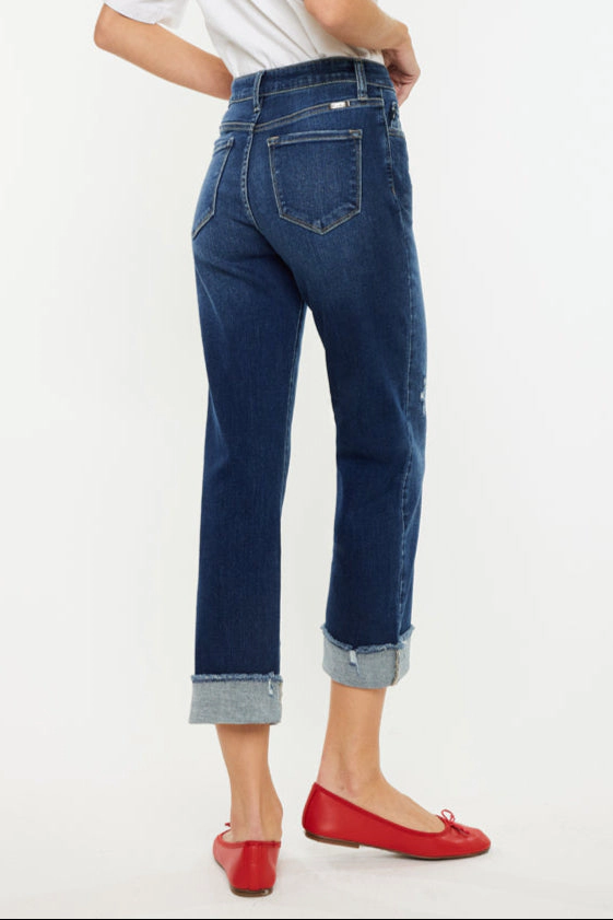 KanCan Women's Essentials High Rise Cropped Straight Leg Jeans Irma
