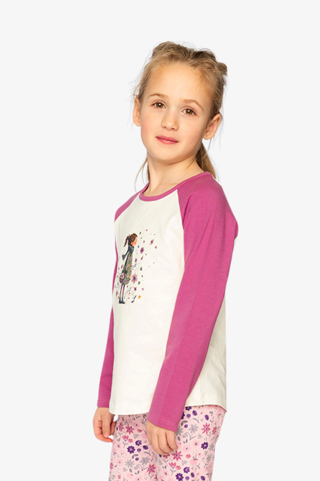 Deux par Girls Raglan Organic Cotton Garden Graphic T-Shirt