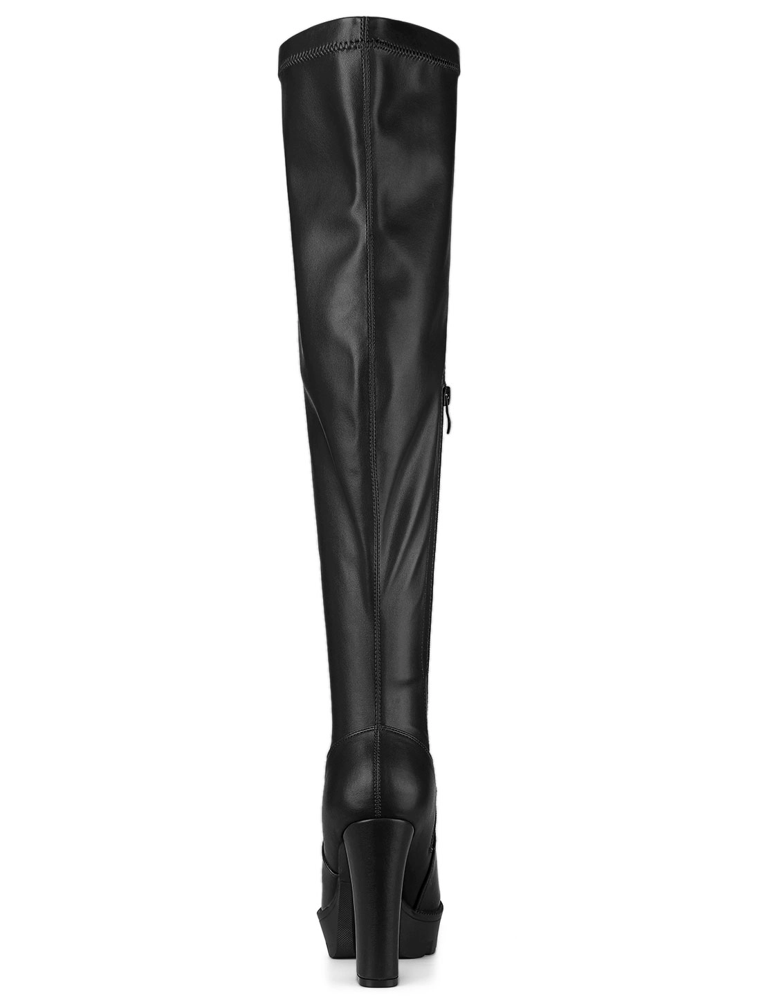 BLISSFUL STEP Women Platform Round Toe Chunky Heel Over Knee Boots