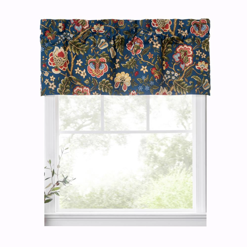 Ellis Curtain Regency Straight 3" Rod Pocket Valances for Windows 50" x 15" Navy