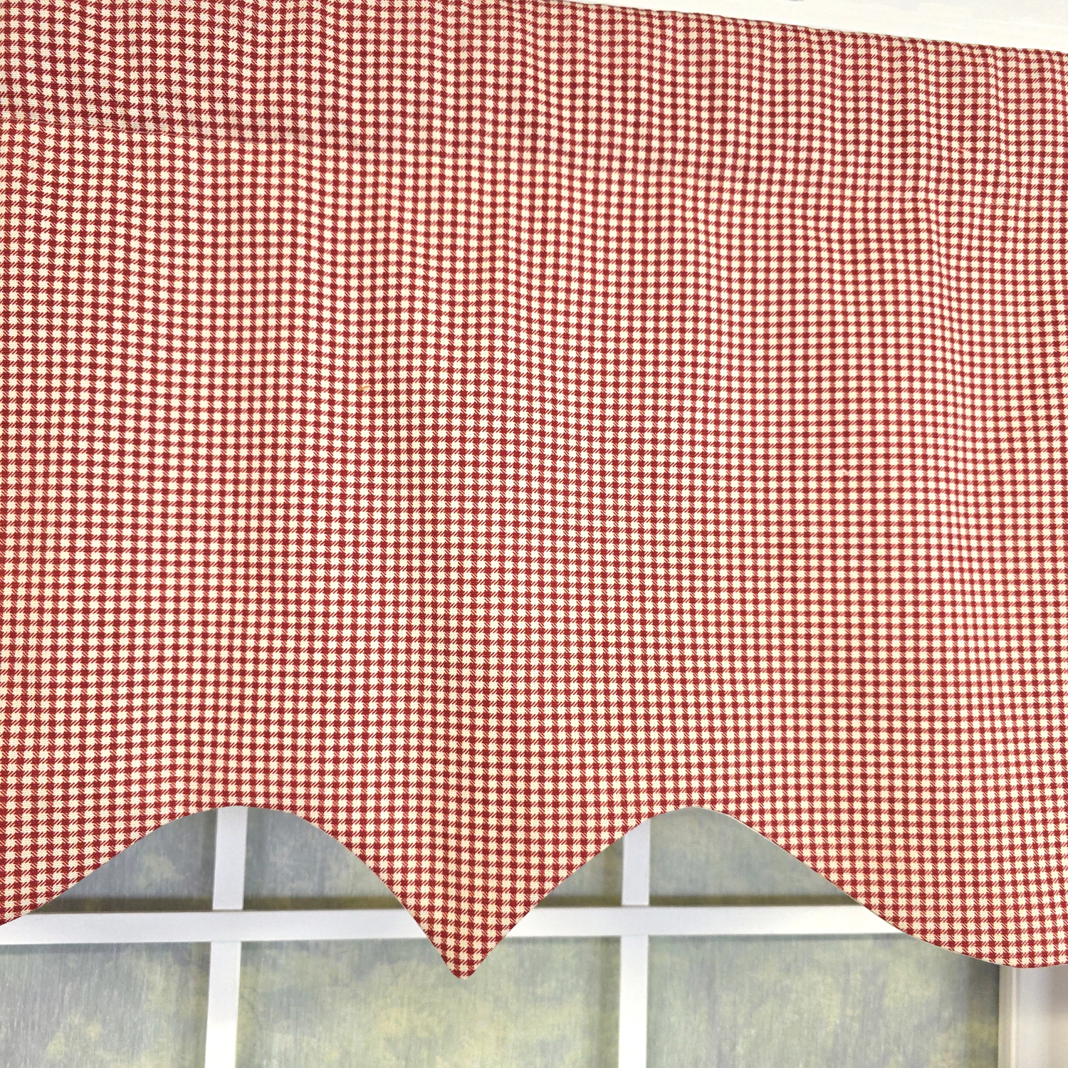 RLF Home 100% Cotton Gingham Regal With Poly/Cotton Ivory lining Rod Pocket Valance 50" x 16" Red