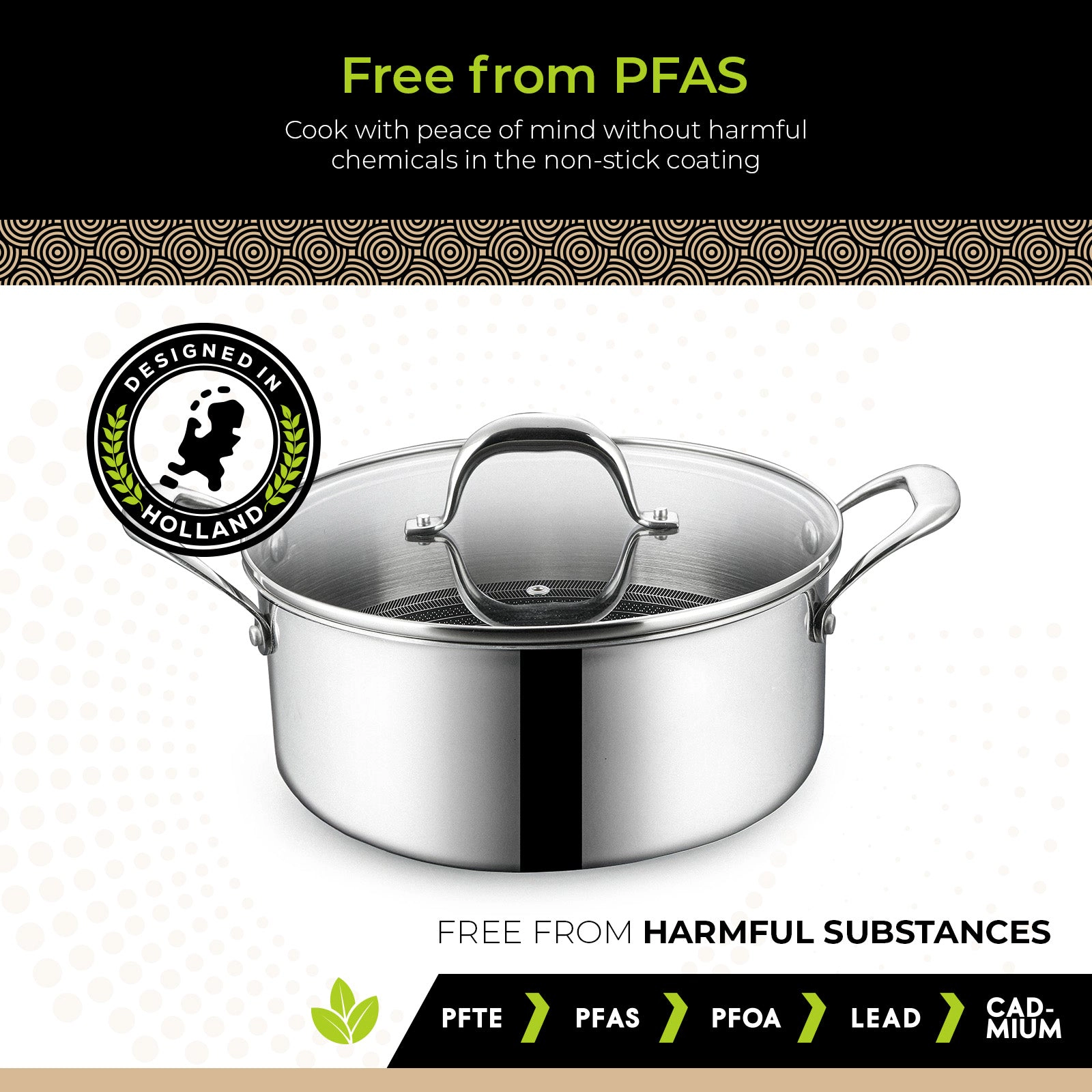 BE - LIVING CIRCLAD Series 5-Quart Hybrid Nonstick Casserole with Lid 9.5"