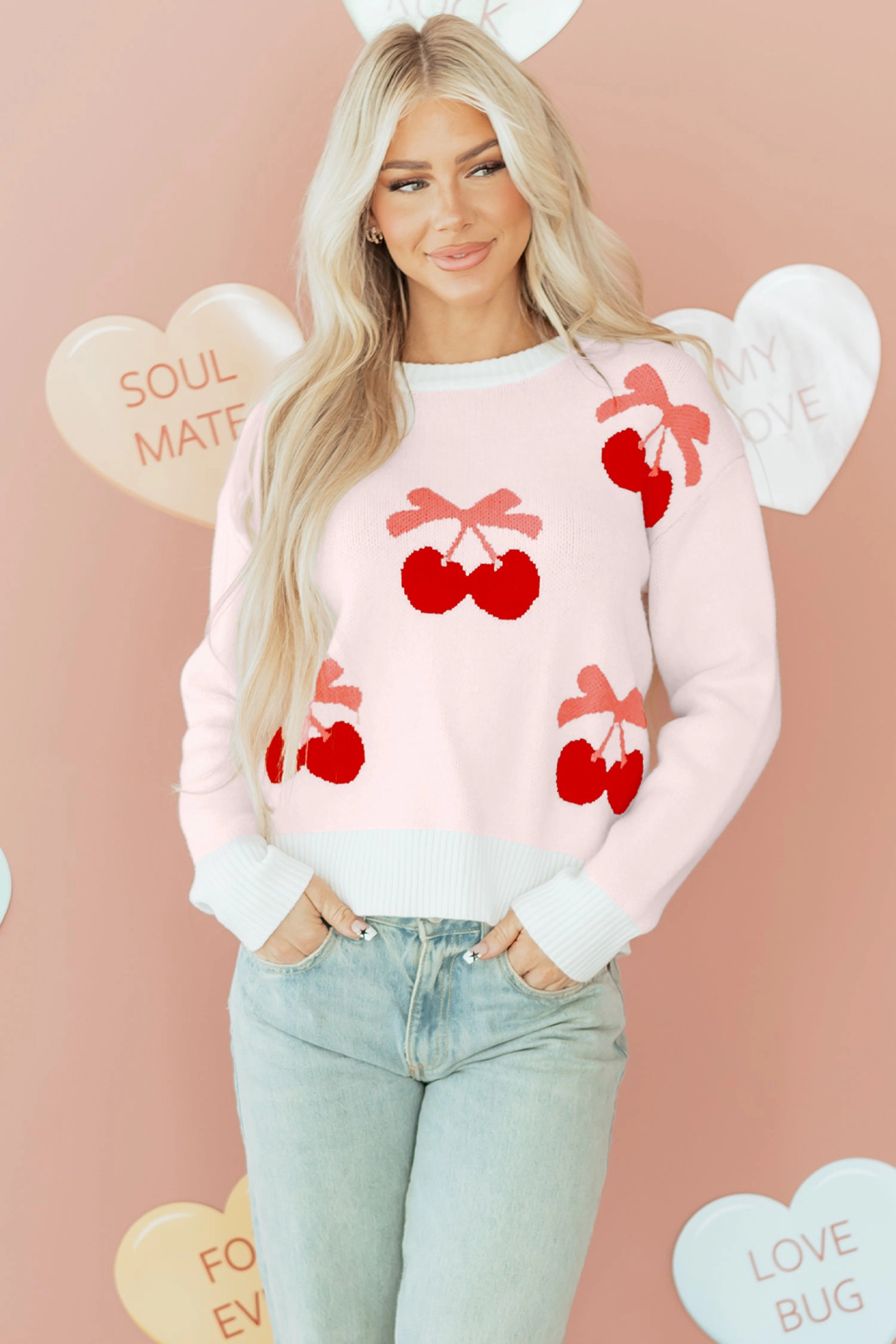 Threaded Pear Women's Nevaeh Pattern Drop Shoulder Sweater
