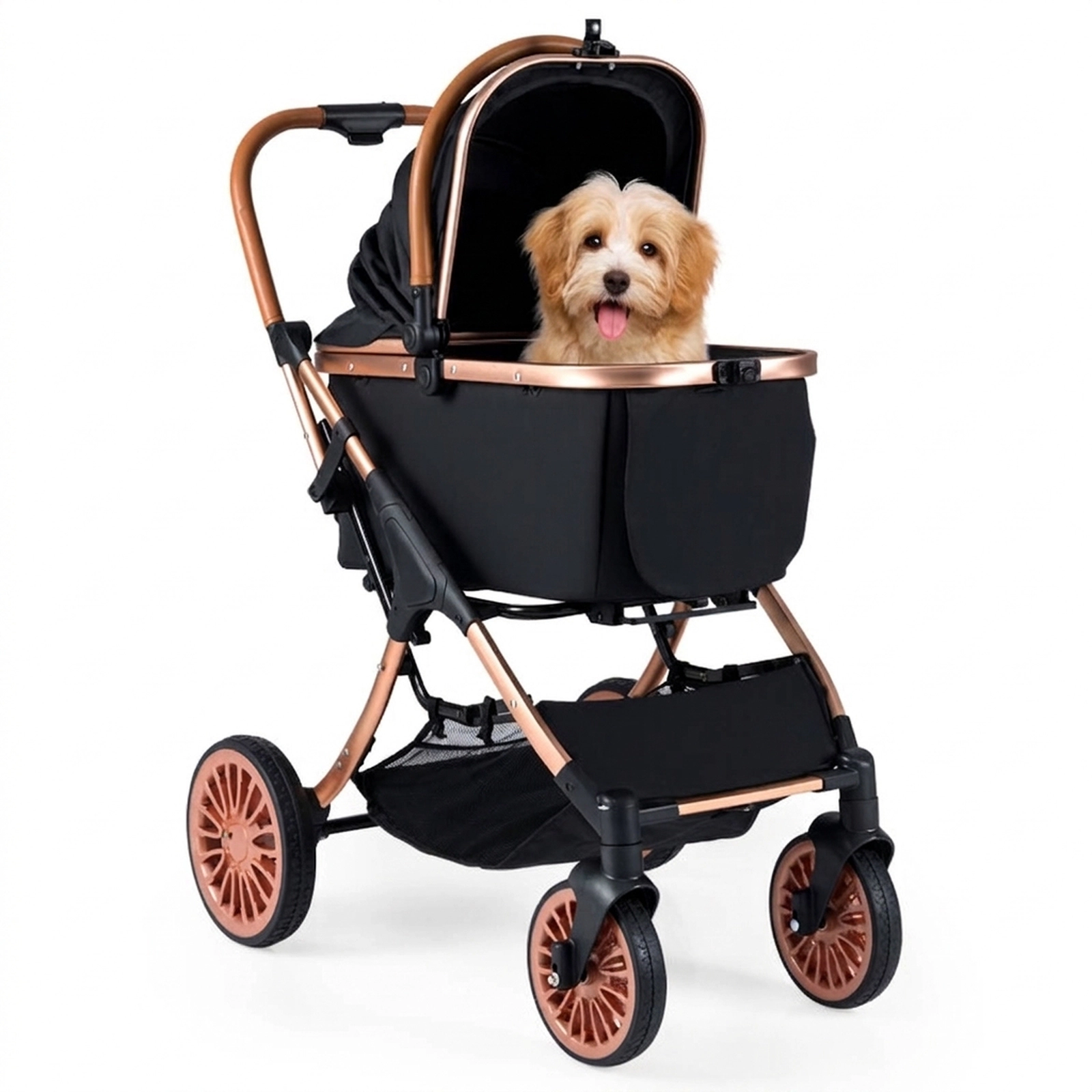 SUGIFT 35 x 40-in 55-lb Capacity Black 3-in-1 Foldable Pet Stroller Dog Carrier Car Seat with Sun Shade