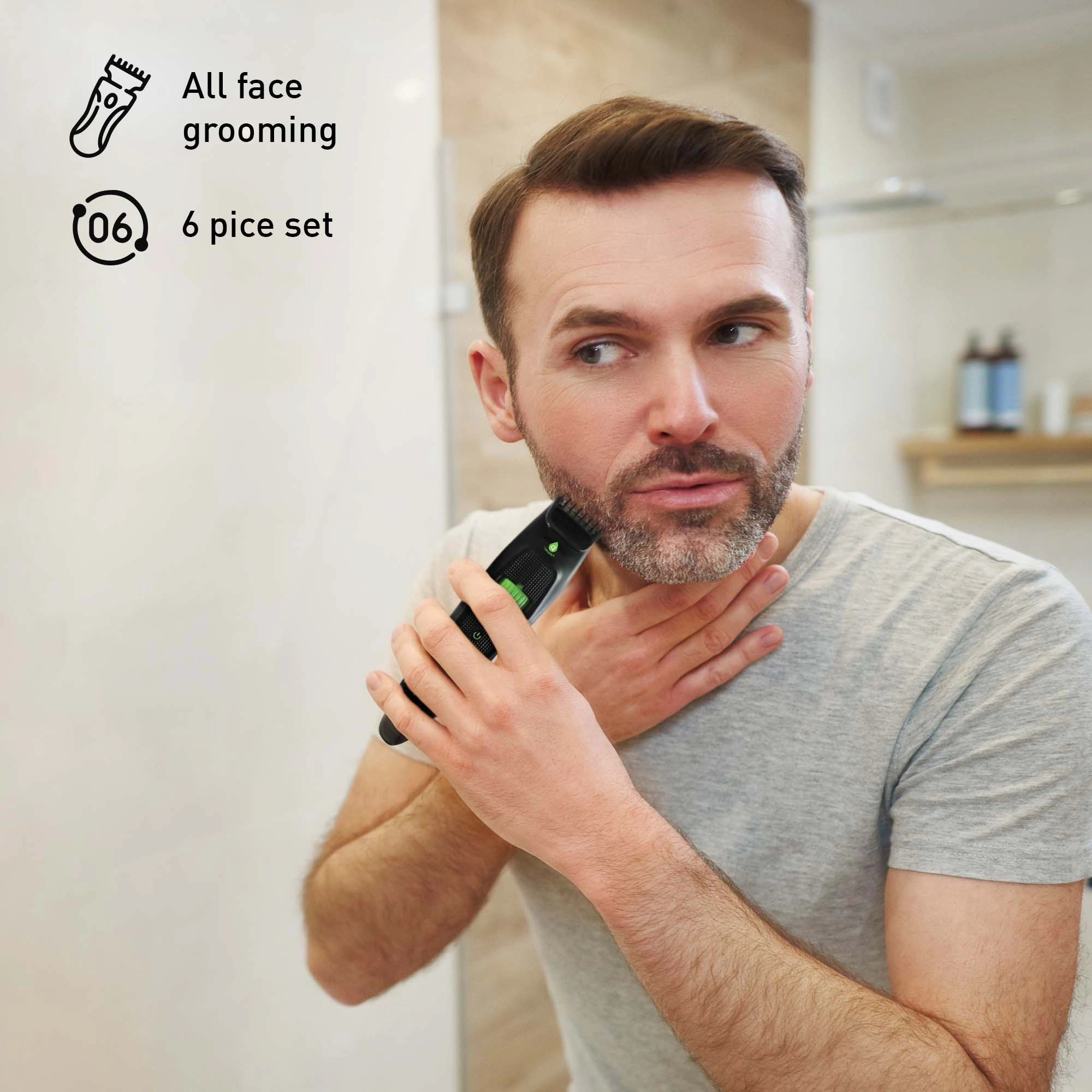 Pursonic Men's Grooming & Freshness Care Bundle Refresh Face and Body Wipes & Rechargeable Beard and Body Trimmer