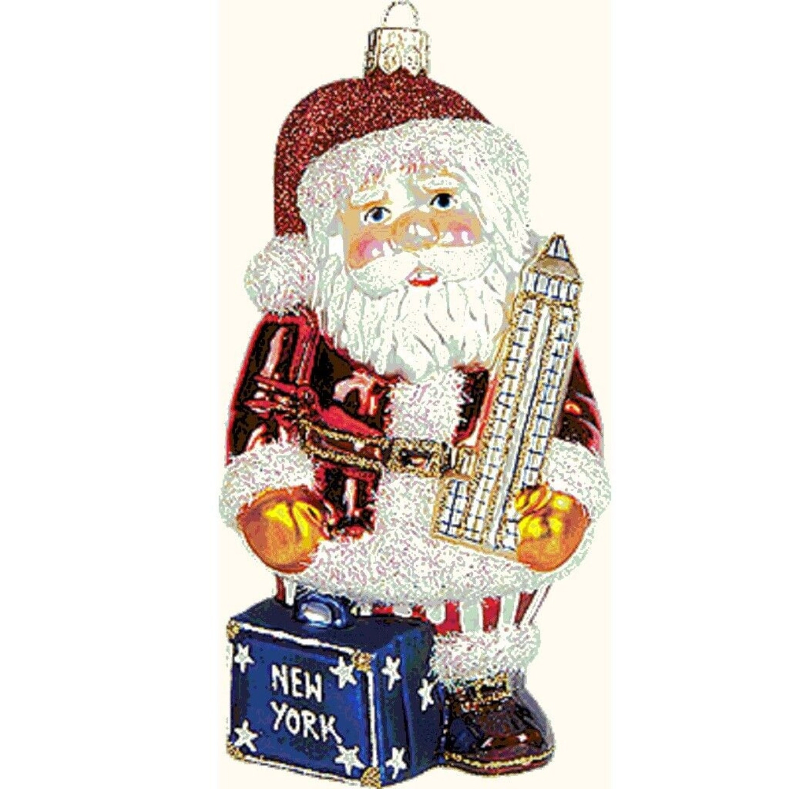 Pinnacle Peak Trading Company New York City Santa Polish Blown Glass Christmas Ornament NYC Decoration