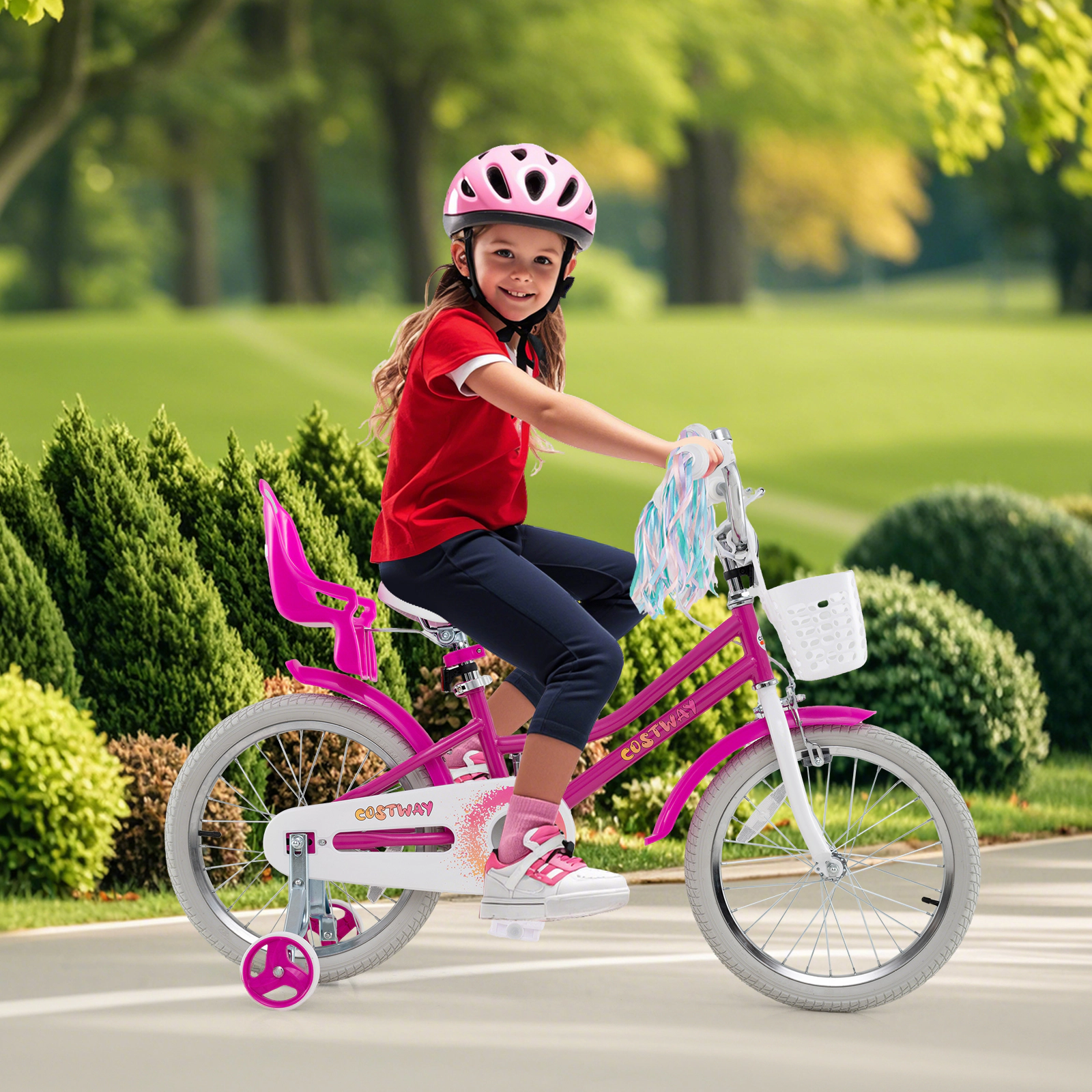 LJG Kids Bike with Training Wheels and 2 Brake System for 3-4 Years Old
